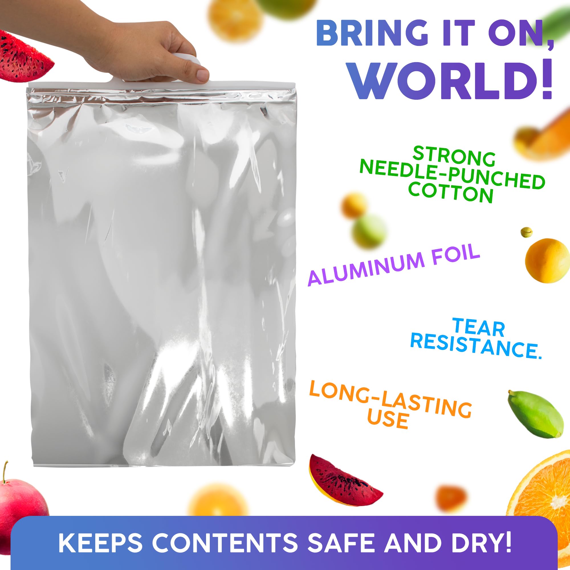 Insulated Shipping Bags for Food - 13 x 19 Inch Aluminum Thermal Bags (5 Pack) - Keep Hot & Cold Food Fresh - Perfect for Meal Delivery, Groceries & Catering