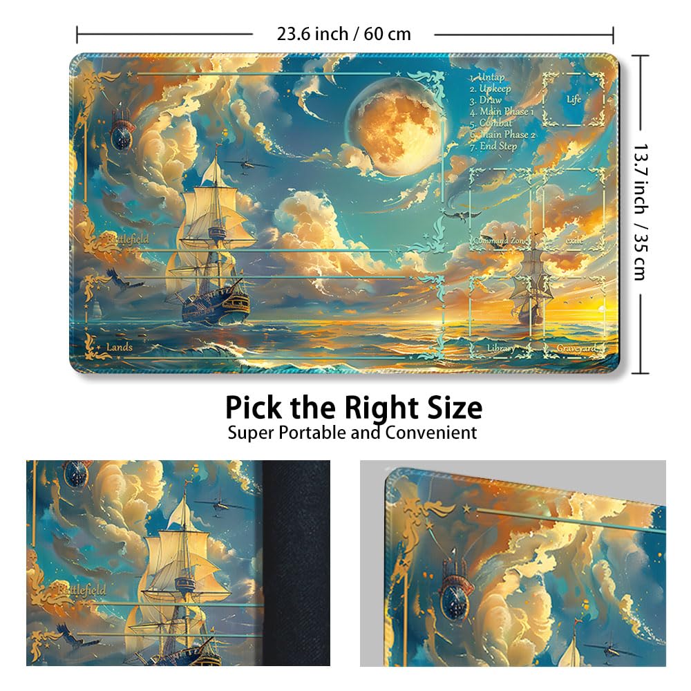 Premium MTG Playmat with Zone Markings & Non-Slip Edges - Waterproof Storage Bag Included - Perfect for Magic: The Gathering, Yu-Gi-Oh! and TCG Tournaments - Ideal for Game Nights, Card Shops & Competitive Play
