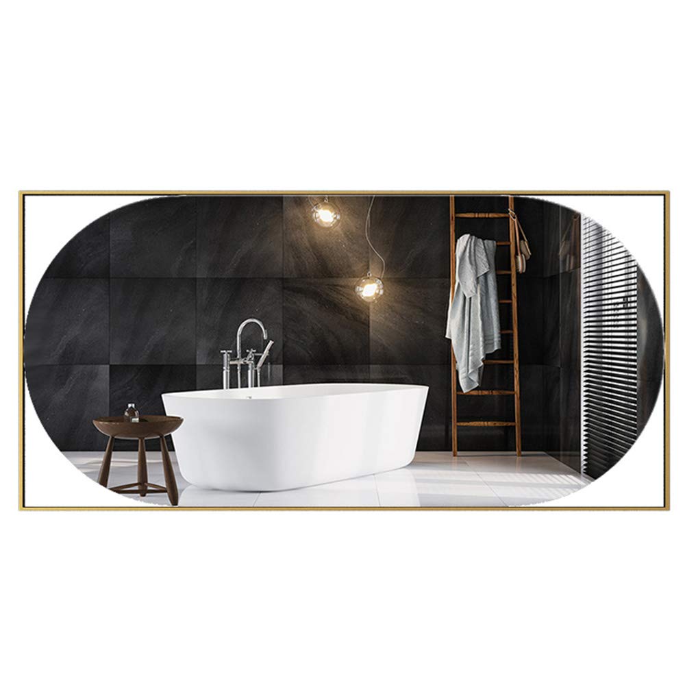 Nordic Bathroom Mirror with Hollow Design - Wall-Mounted Elliptical & Rectangular Metal Frame Mirror for Makeup Vanity, Shaving, Sink Decor & Home Decoration | Perfect for Modern Bathrooms, Bedrooms & Dressing Areas