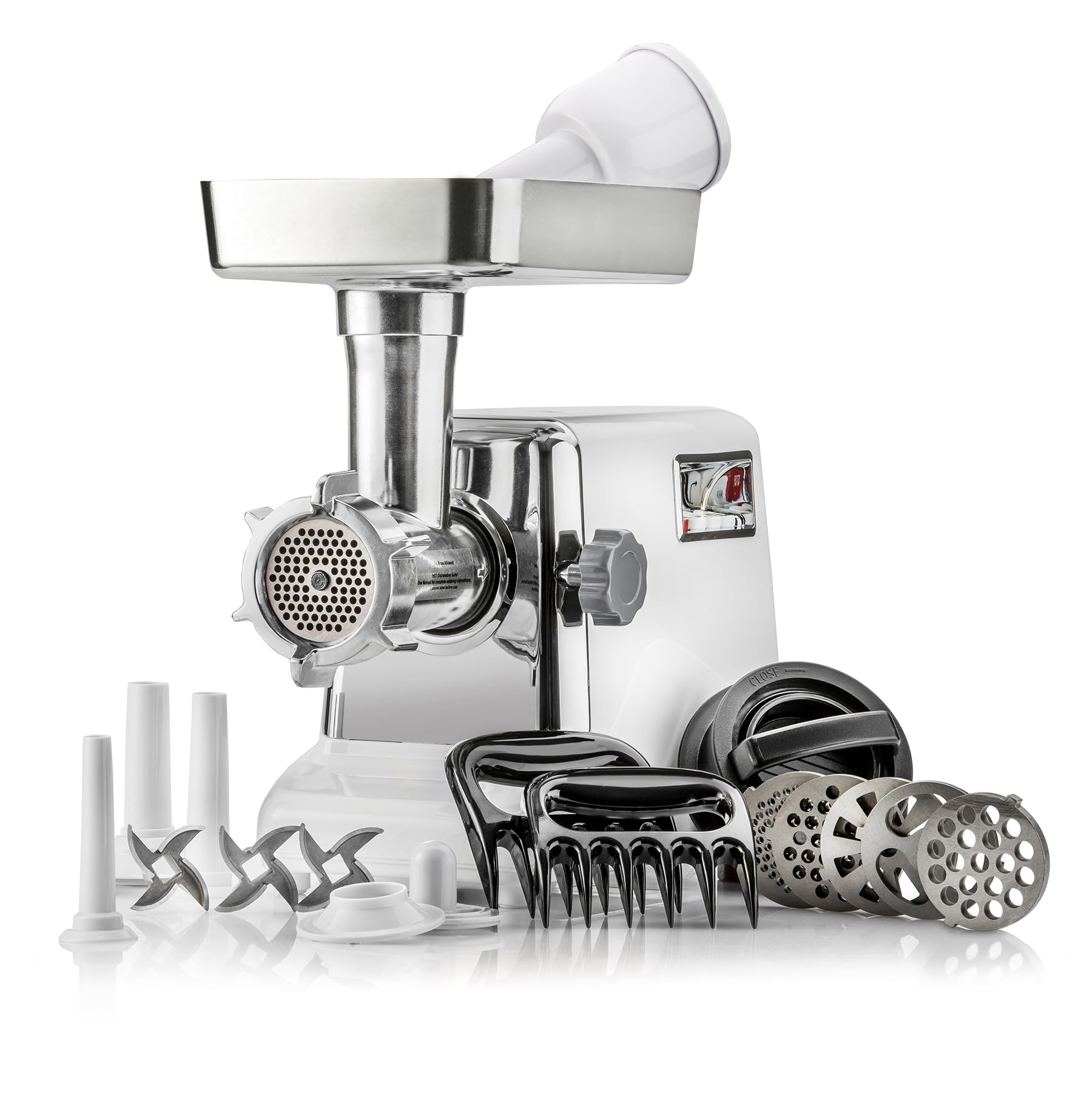 Turboforce 3000 Series 5-in-1 Electric Meat Grinder | 3000W High Power | 3-Speed Control | #12 Size | Includes 5 Grinding Plates & 3 Stainless Steel Blades | Sausage Stuffer & Kubbe Maker Attachment | Perfect for Home Kitchen, Butcher Shop & Commercial Use