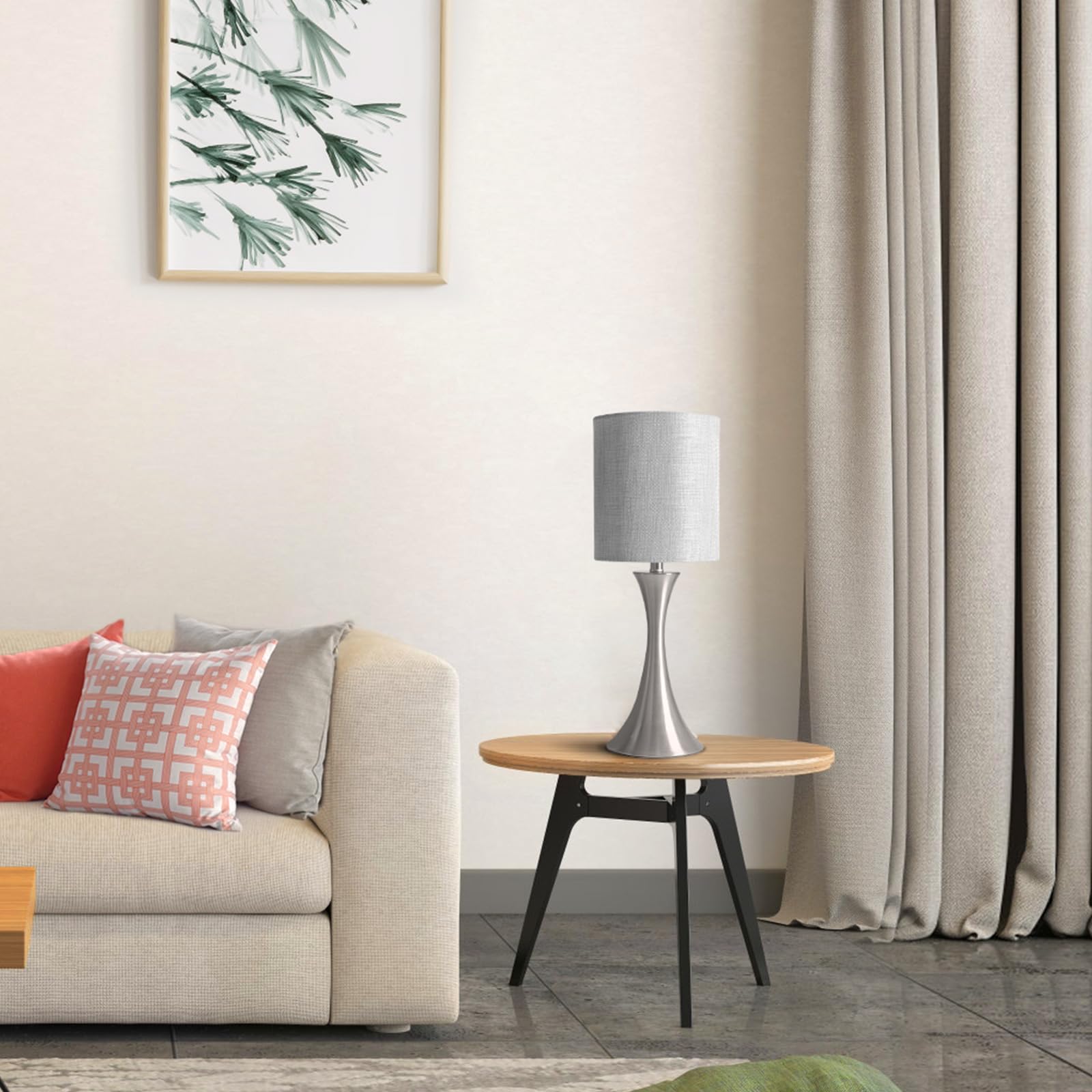 3-Way Touch Control Dimmable LED Table Lamp - Modern Bedside Desk Lamp with Metal Base & Stylish Grey Shade for Bedroom, Living Room, Office - Perfect for Reading, Working & Nightstand Lighting (Bulb Included)