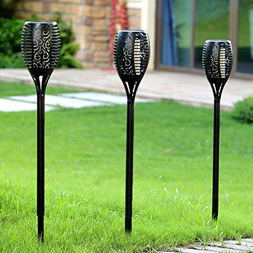 ELEOPTION 96 LED Solar Garden Torch Lights - Waterproof Outdoor Solar Lights for Patio, Yard, Pathway - 2 Pack Solar Powered Landscape Lighting for Backyard, Deck, Poolside