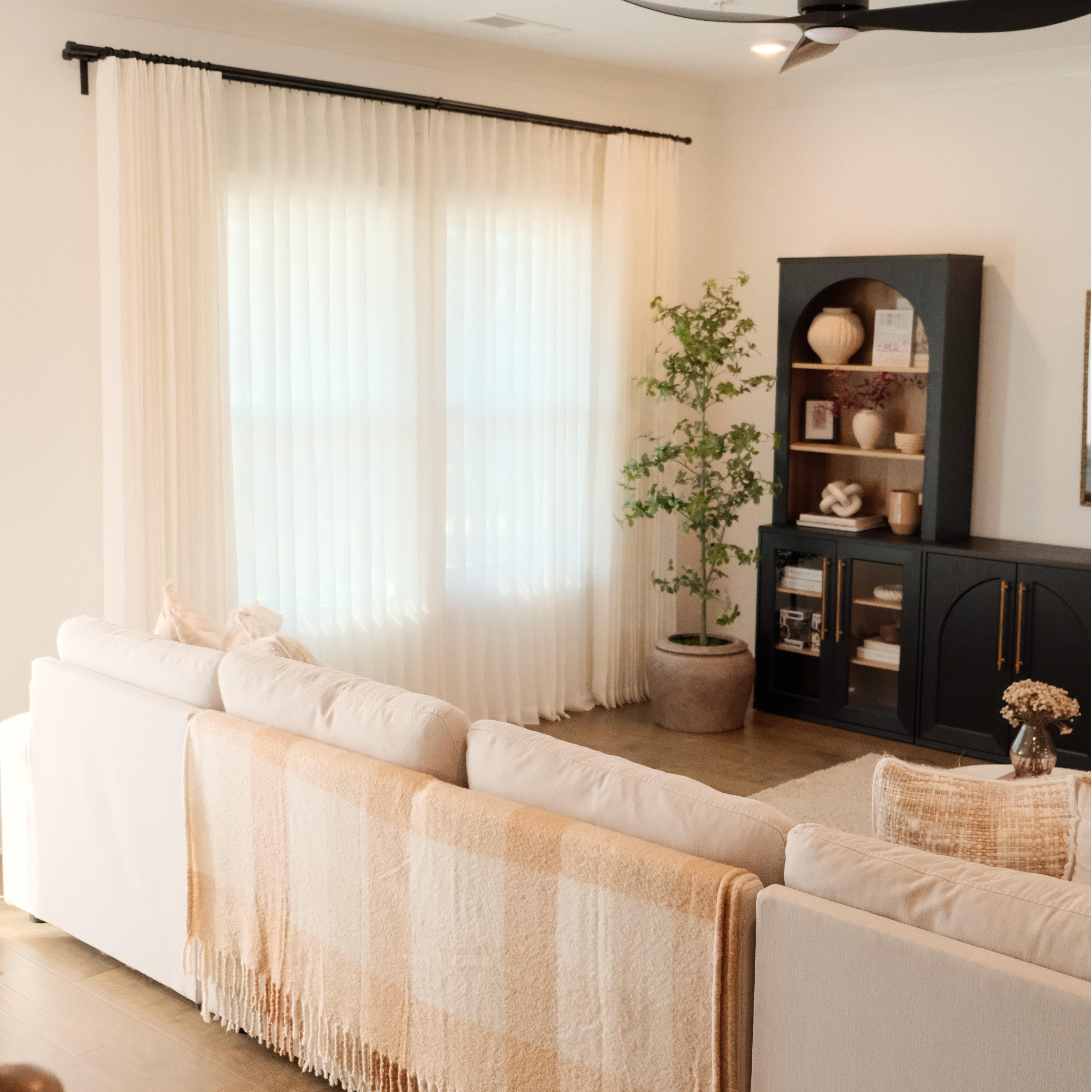 Natural Cloud Linen Bright White Sheer Curtains - Soft Breezy Custom Drapes with Pleated Design | Perfect for Living Room, Bedroom & Nursery Window Treatments