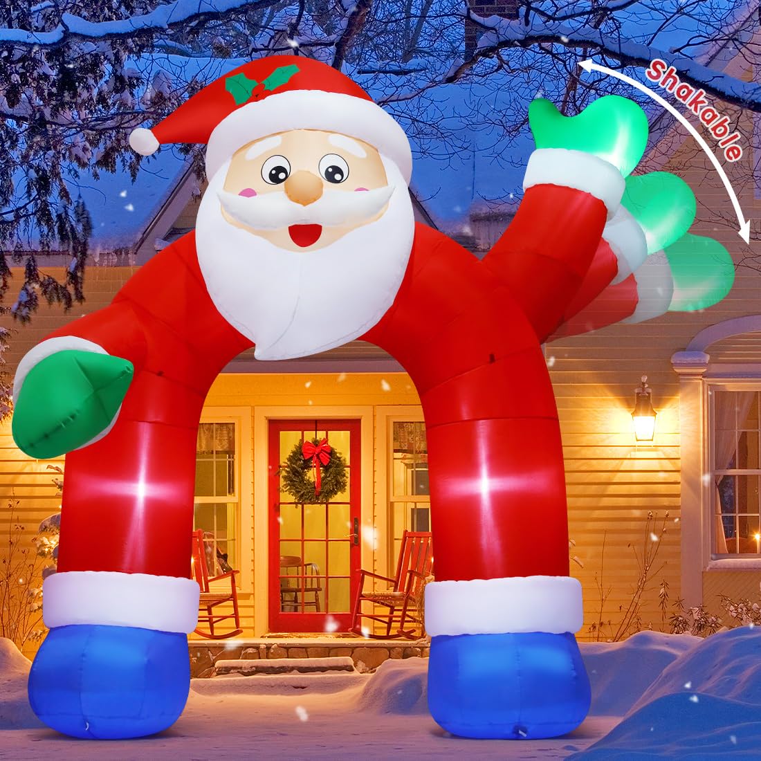 COMIN 11.8 FT Christmas Inflatable Santa Claus Arch with Built-in LED Lights - Outdoor/Indoor Holiday Yard Decoration for Xmas Party, Lawn & Garden Decor | Perfect for Front Yard Displays, Holiday Gatherings & Seasonal Festivities