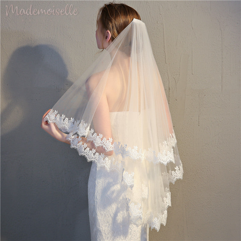 Davina Veil - Elegant Wedding Veil with Lace Trim for Brides | Perfect for Church Ceremonies, Garden Weddings & Formal Events