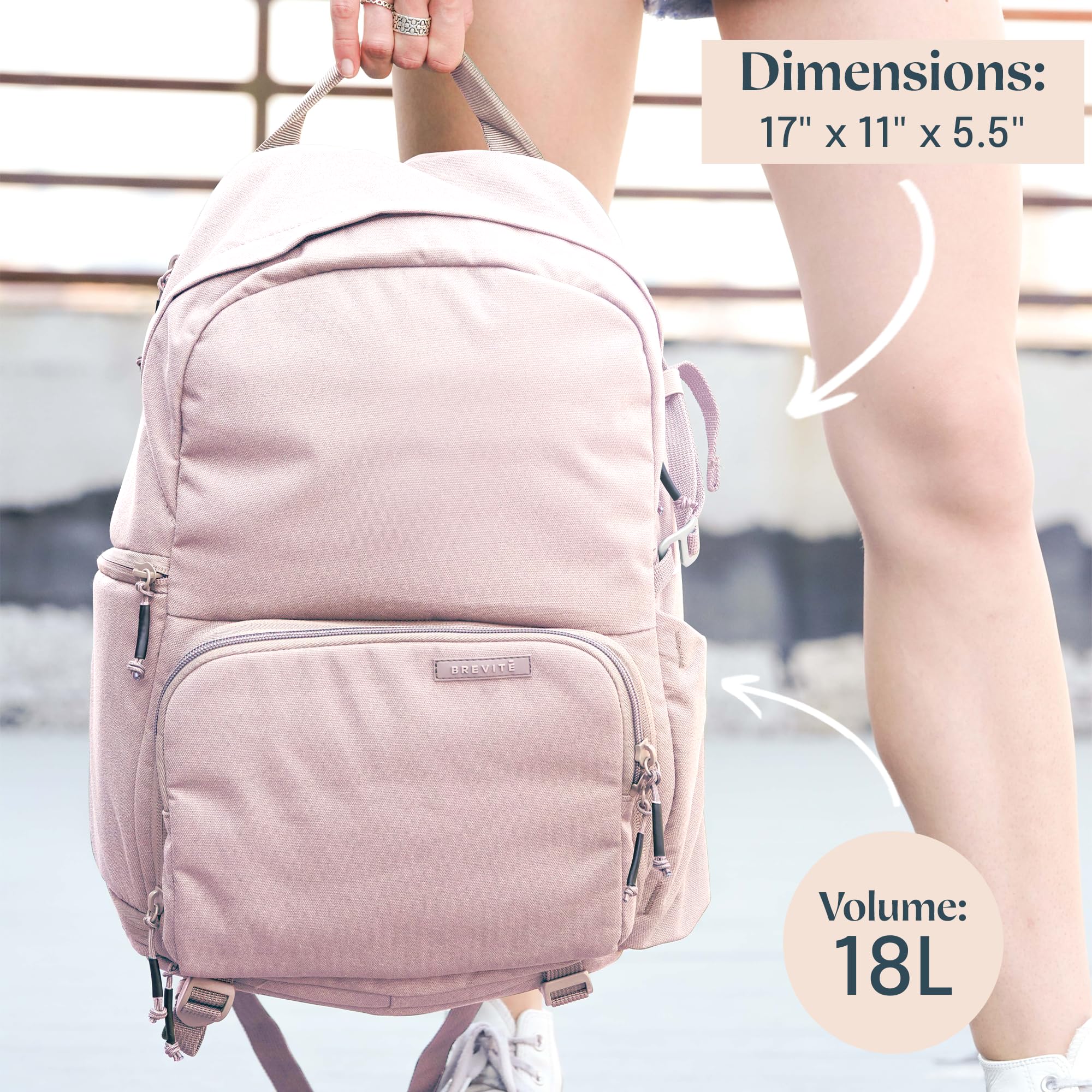 BREVITE The Jumper 18L Compact Camera Backpack for Photographers - Lightweight DSLR & Laptop Travel Backpack with Padded Compartment (Blush Pink) - Perfect for Hiking, City Exploration & Airplane Carry-On
