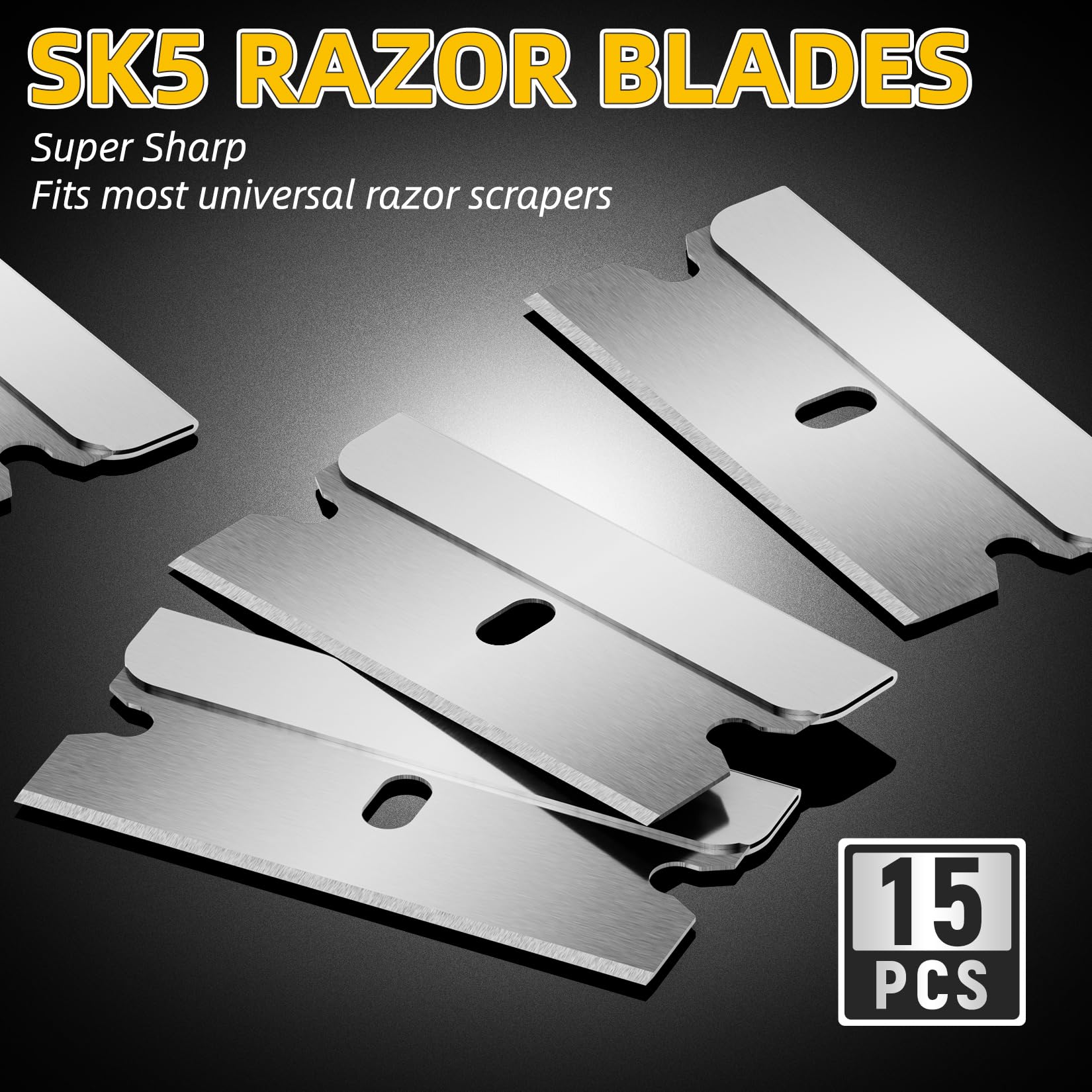 DIYSELF Razor Blade Scraper - 1 Pack with 15 Replacement Blades | Ergonomic Handle Glass & Surface Cleaner | Perfect for Stove Tops, Windows, Oven Doors & Cooktops | Multi-Purpose Cleaning Tool for Home & Kitchen