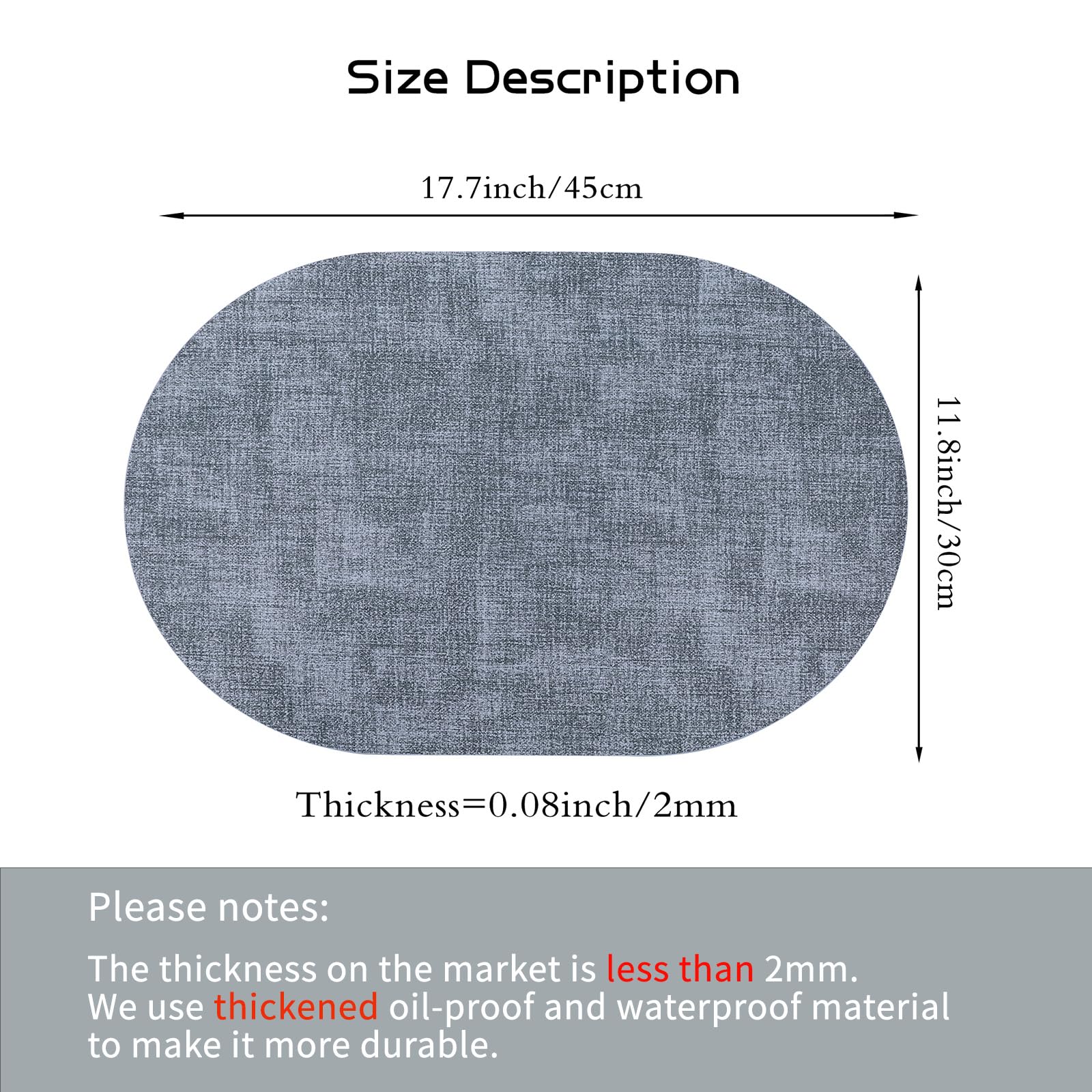 Premium Blue Placemats Set of 4 - Waterproof Leather Table Mats for Indoor & Outdoor Use - Easy to Clean Dining & Kitchen Placemats - Perfect for Parties, BBQs, and Everyday Meals