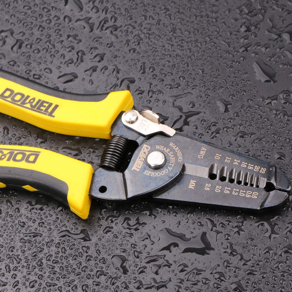 Professional DOWELL 10-22 AWG Wire Stripper Tool - Multi-Function Electrician Pliers with Cutter for Electrical Wiring | Perfect for DIY Projects, Home Repairs & Professional Electrical Work
