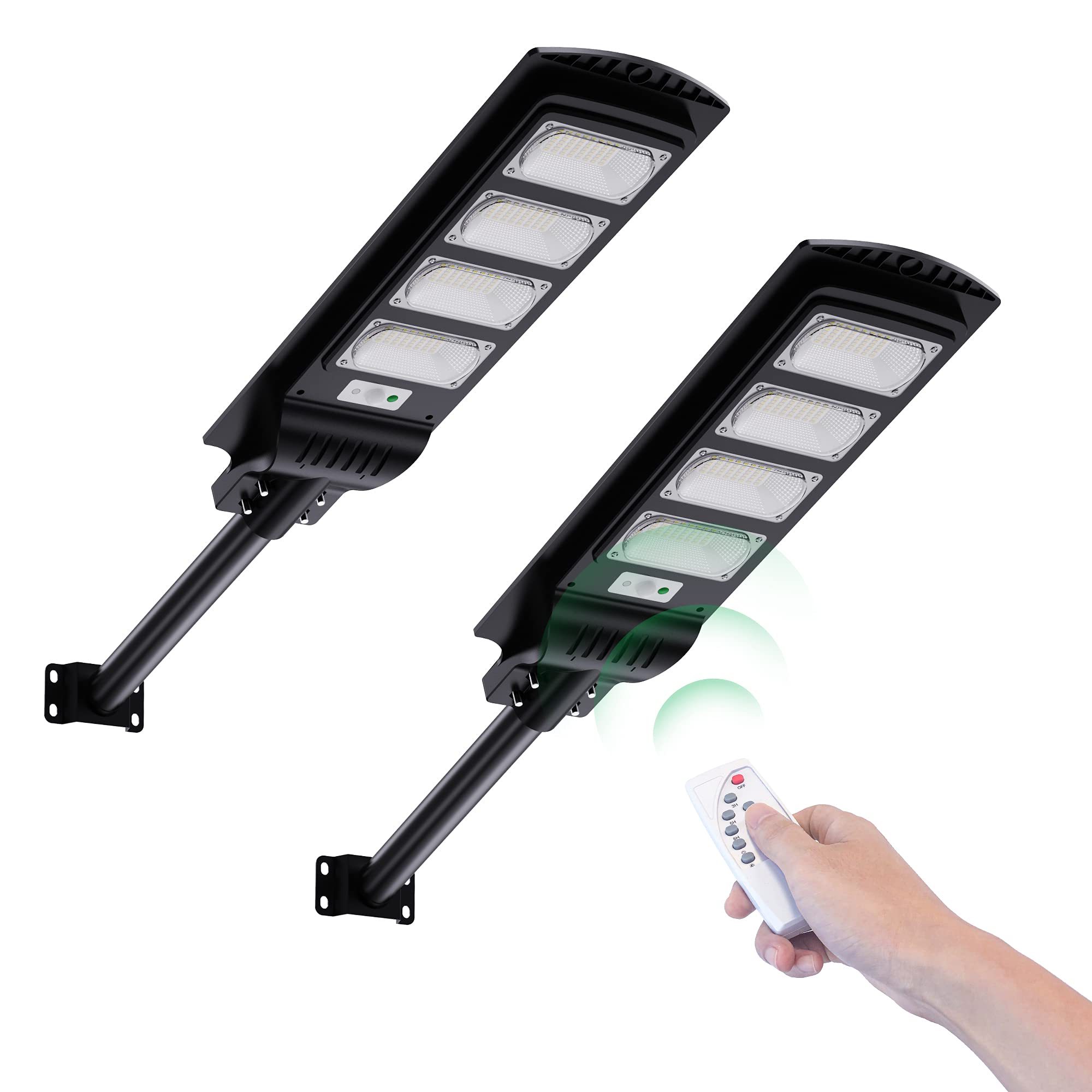 600W Solar Street Lights Outdoor - 24000LM Motion Sensor Dusk to Dawn Lights with Remote Control - Waterproof LED Parking Lot Lights for Home, Park, Garage, Garden & Yard (2 Pack) - Perfect for Pathway Lighting & Security Illumination