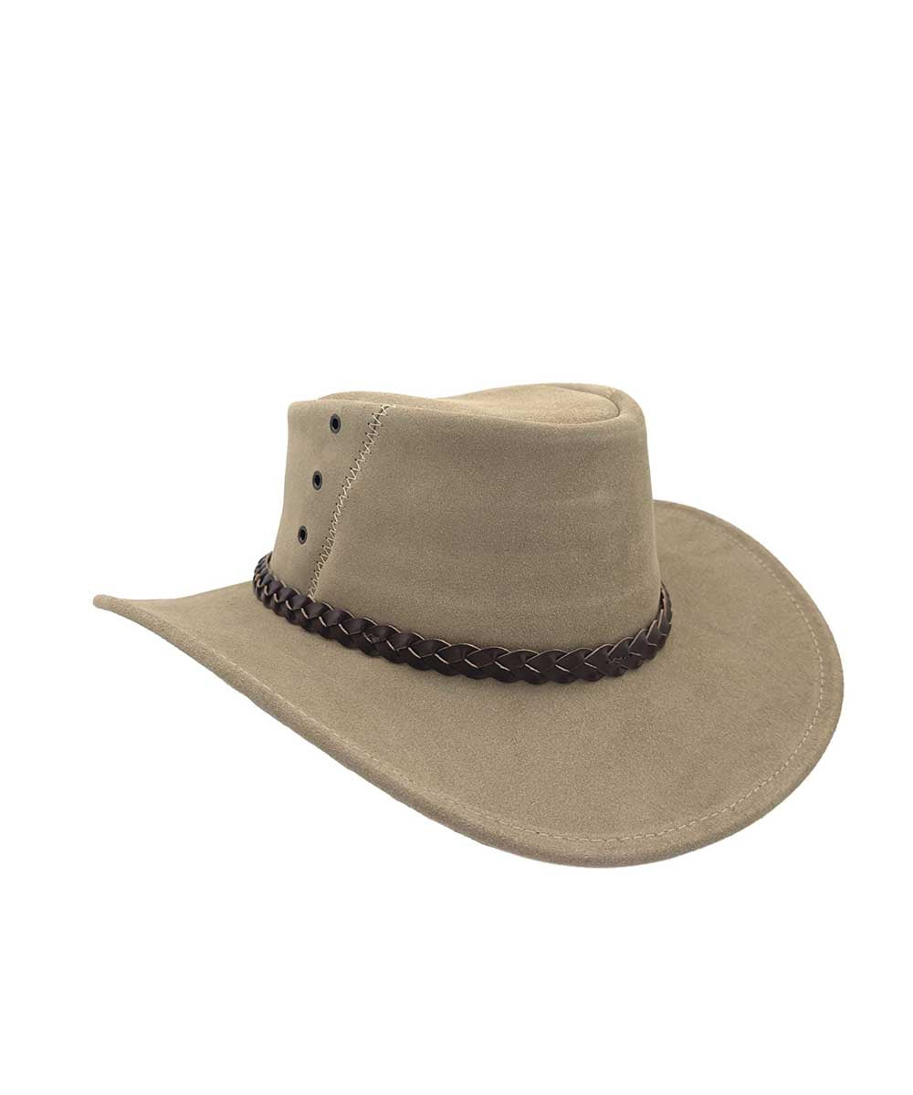 Jacaru Kookaburra Suede Hat for Men & Women - Premium Leather Outback Hat with Wide Brim for Sun Protection - Perfect for Hiking, Camping, and Outdoor Adventures