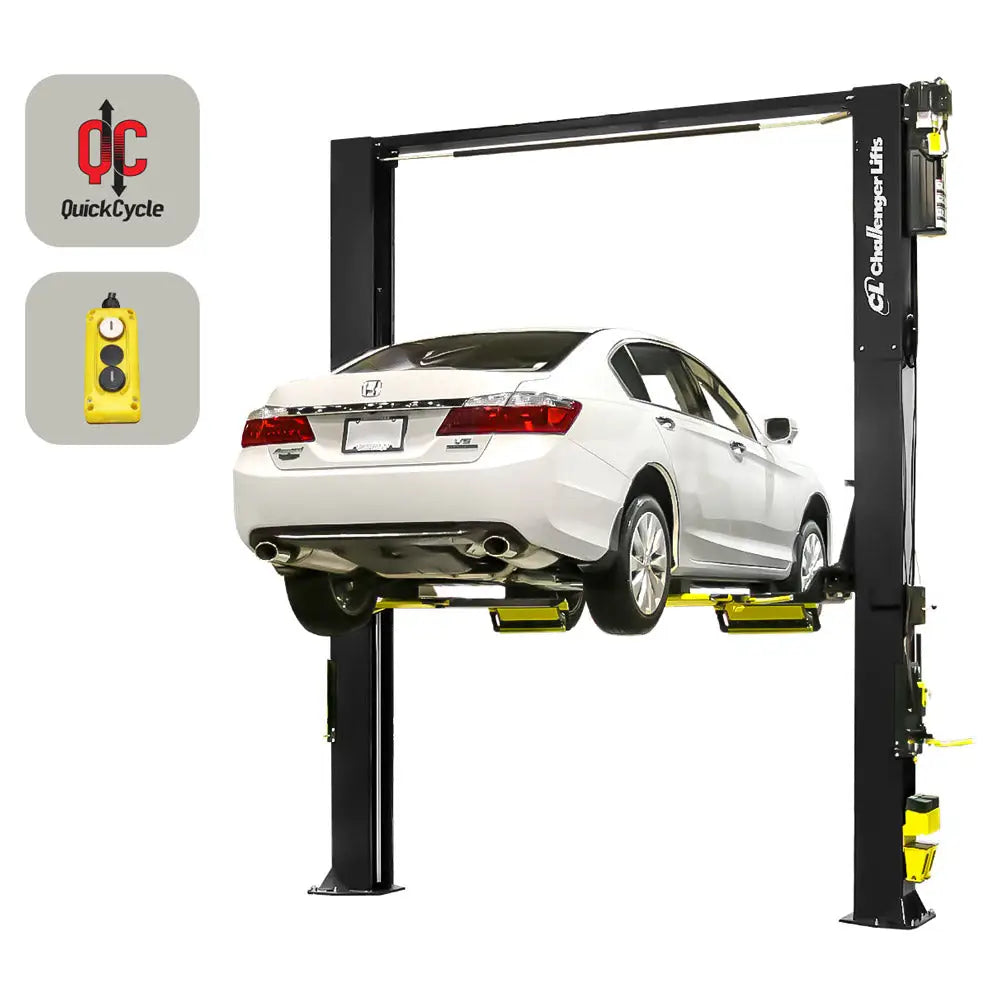 Challenger Quick Cycle 9K 2 Post Car Lift with Drive-On Pad & Dual Pendant Controls - CL10A XP9 DPC QC - Perfect for Auto Repair Shops and Vehicle Maintenance