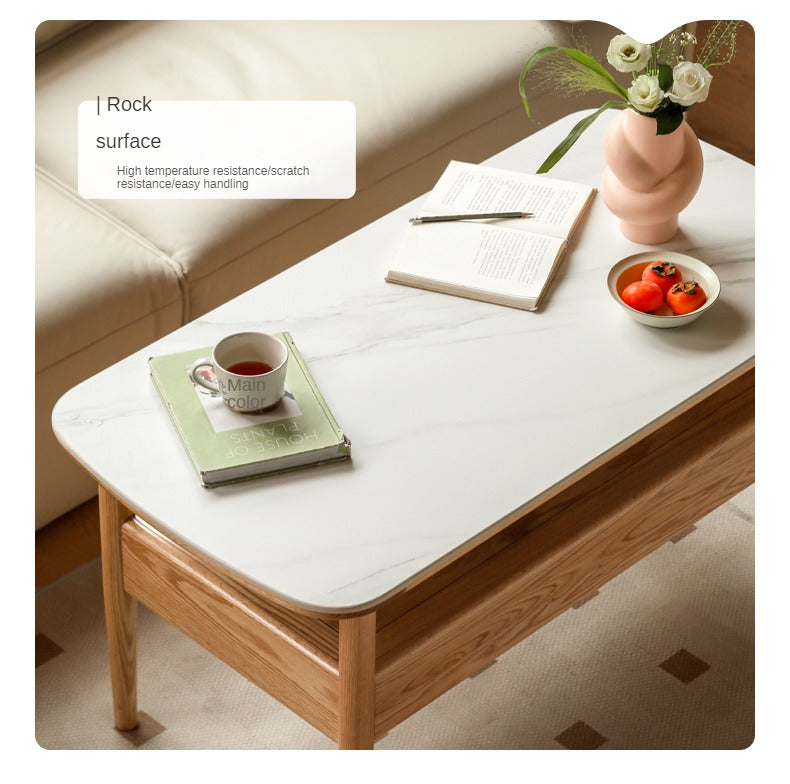 Solid Oak Wood High Leg Coffee Table - Modern Living Room Furniture for Home Decor & Relaxation