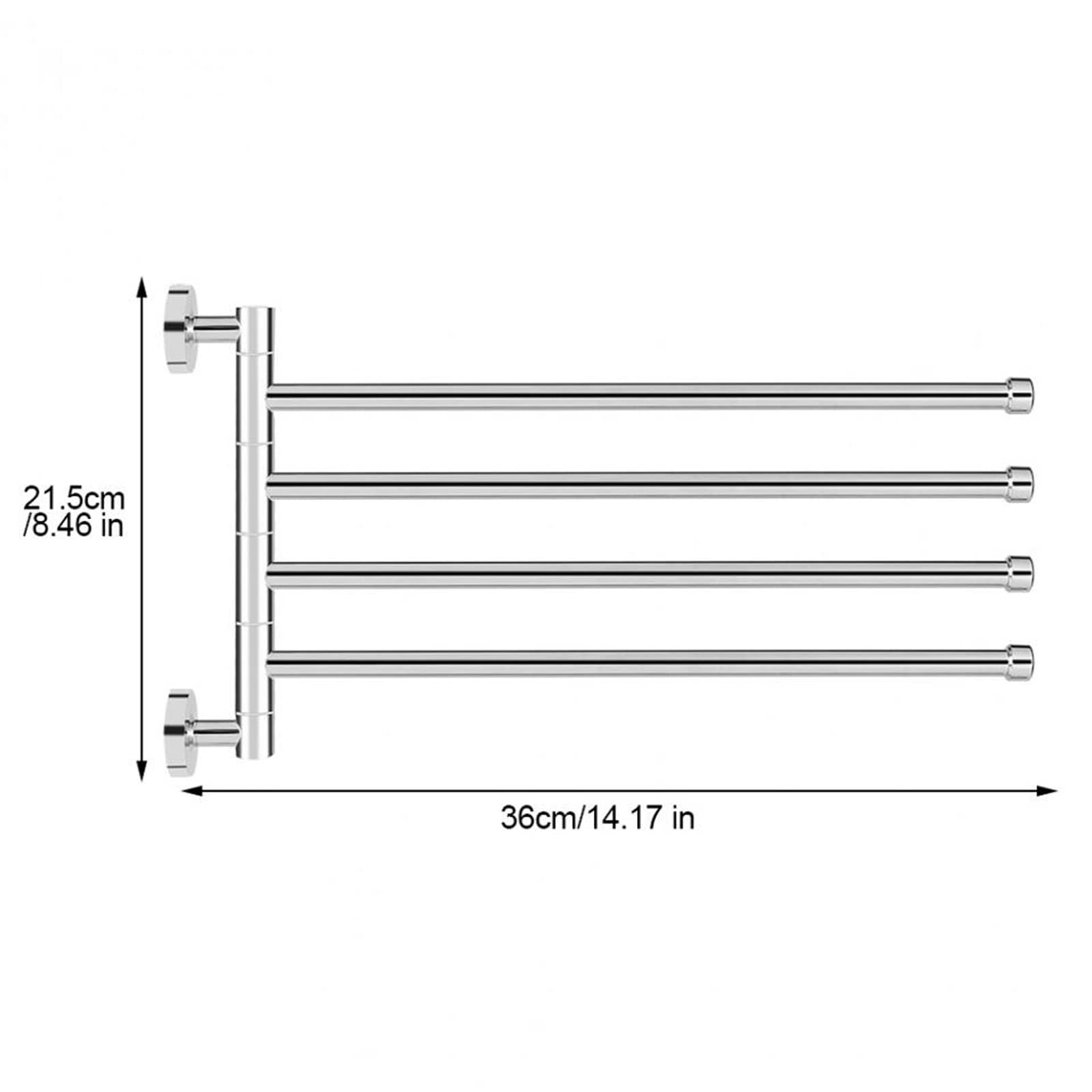 4-Swing Arm Stainless Steel Towel Rack - 180° Rotation Wall Mounted Bathroom & Kitchen Organizer (14.17 Inch, Silver) - Perfect for Bathrooms, Kitchens, Laundry Rooms & Spa Areas