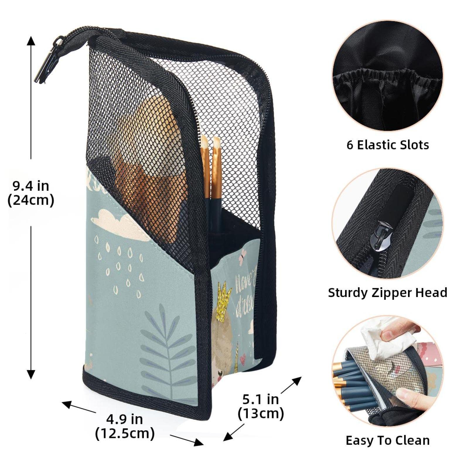 Portable Makeup Brush Organizer Bag with 12 Slots - Cute Unicorn & Little Girl Design - Travel Cosmetic Brush Holder Case for Makeup Artists & Kids (Perfect for Travel, Home Storage & Birthday Gifts)