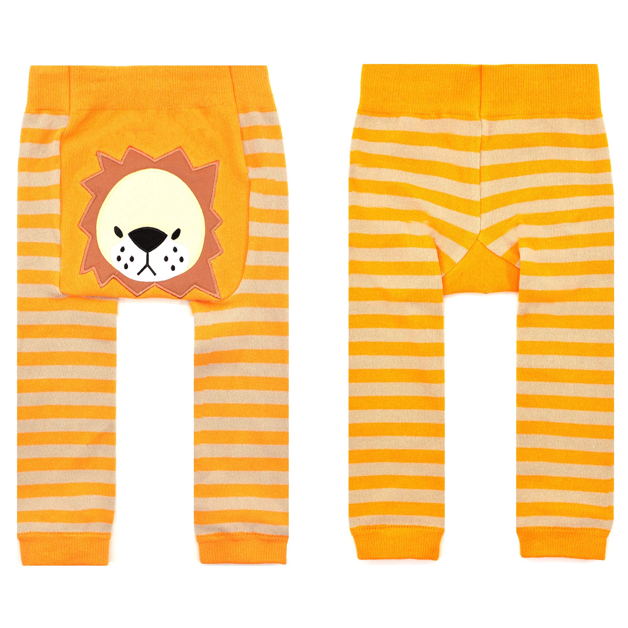 Piero Liventi Baby Boogie Tights - Soft Cotton Leggings for Infants 6-12 Months (Yellow & Brown Lion Print) - Perfect for Playtime, Crawling & Photo Shoots