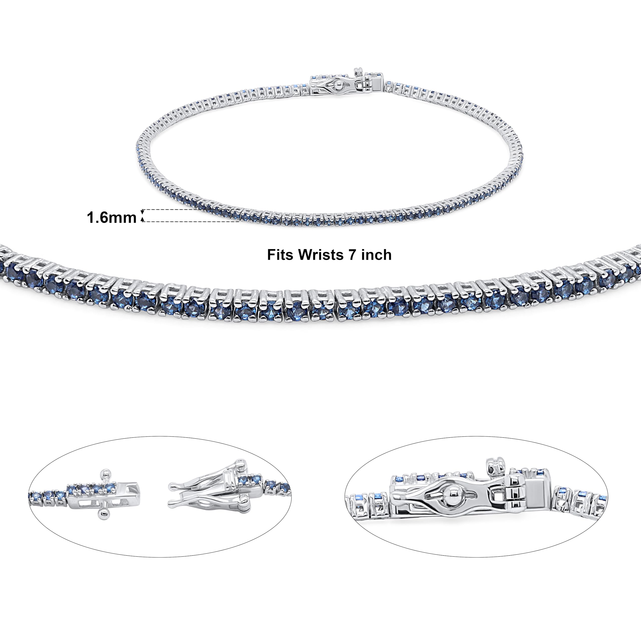 1.3mm Round Birthstone Gemstone Thin Tennis Bracelet for Women & Teens - 7