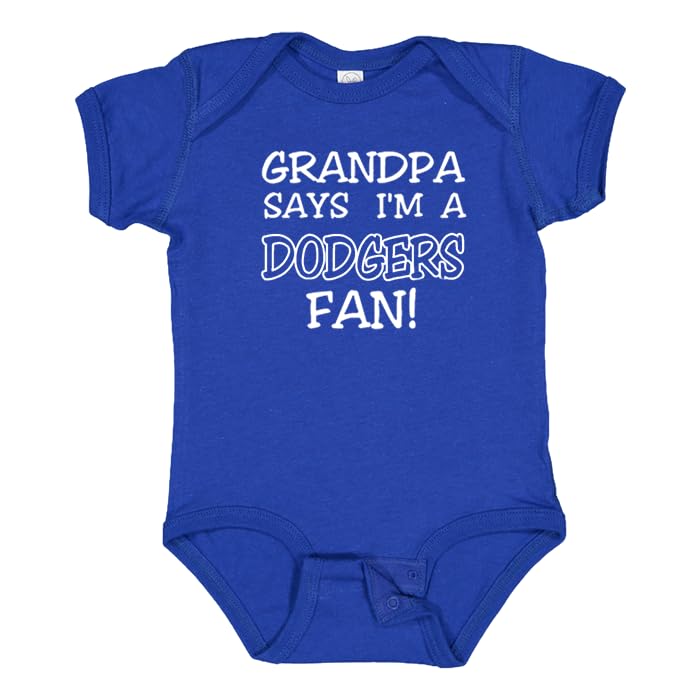 Grandpa Says I'm a Dodgers Fan Baby Bodysuit - Cute Baseball Onesie for Boys & Girls - Perfect for Game Day, Family Photos & Fan Gifts