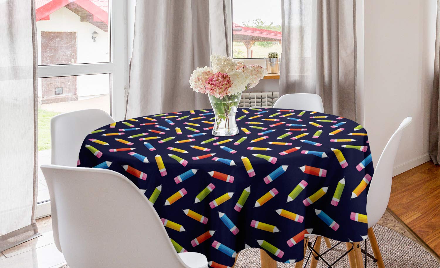 Ambesonne Colorful Round Tablecloth 60