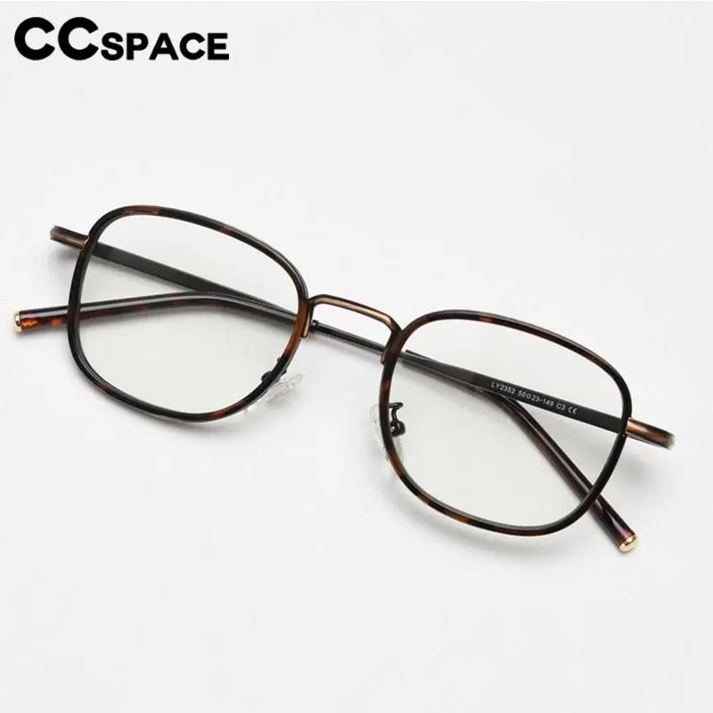 CCspace Unisex Full Rim Square Alloy Eyeglasses 56833 - Lightweight Metal Frame Glasses for Men & Women - Perfect for Reading, Work, and Daily Fashion Accessories