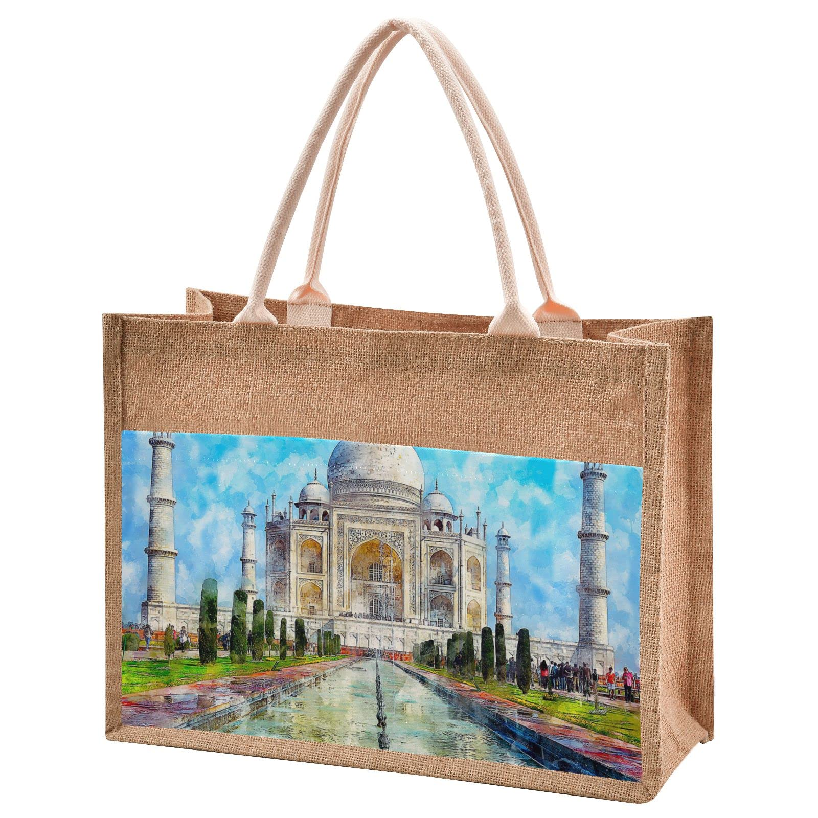 Eco-Friendly Jute Tote Bag for Women - Reusable Grocery Shopping Bag with Zipper, 4 Size Options (Small/Medium/Large/X-Large) | Perfect for Farmers Market, Beach Trips & Sustainable Lifestyle