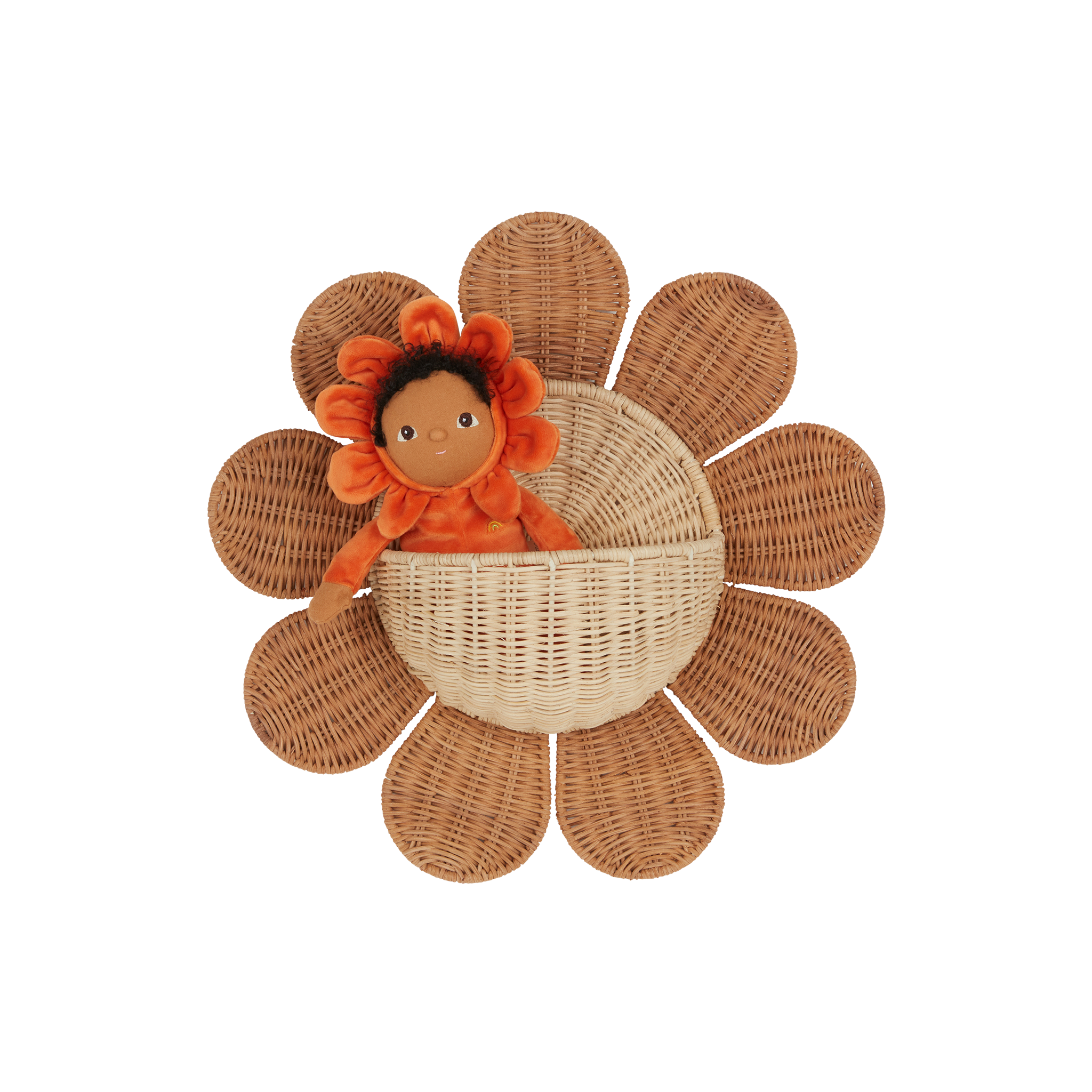 Natural Rattan Daisy Wall Basket - Boho Home Decor for Living Room, Bedroom, or Bathroom Storage | Perfect for Organizing Keys, Mail & Small Essentials