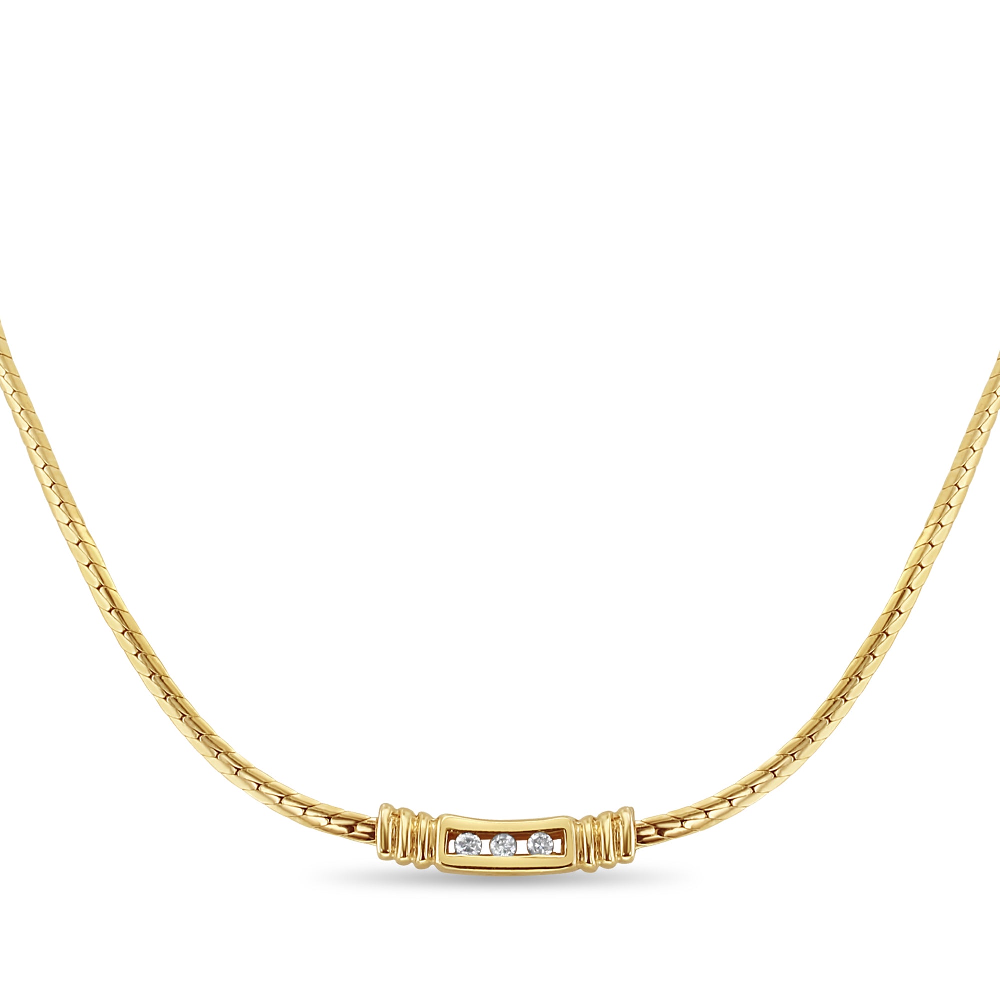 14K Yellow Gold Tension Space Diamond Bar Necklace - Elegant & Dainty Pendant for Women, Perfect for Everyday Wear, Date Nights & Special Occasions
