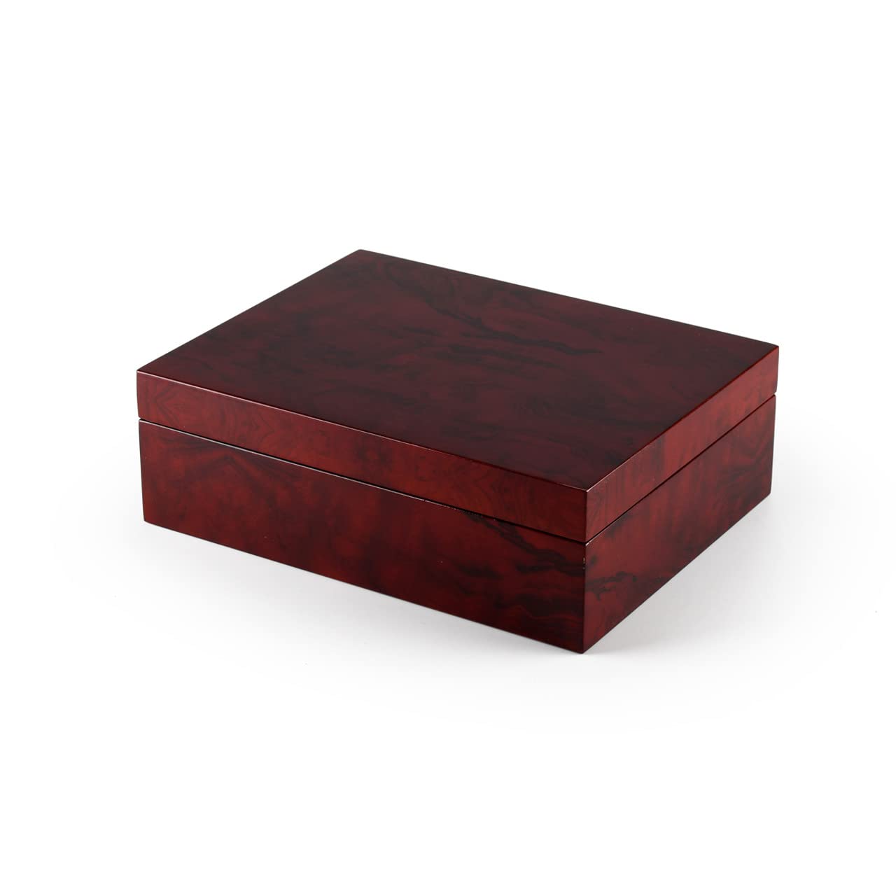 Contemporary 30-Note Hi-Gloss Burl Wood Finish Jewelry Music Box with Jingle Bells - Perfect for Christmas Gifts, Home Decor & Jewelry Storage
