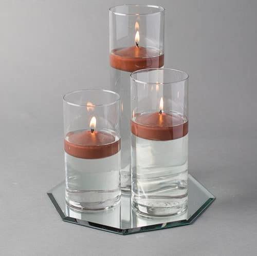Eastland Octagon Mirror and Cylinder Vases Set with Richland Floating Candles - 48 Piece Centerpiece Decor (16