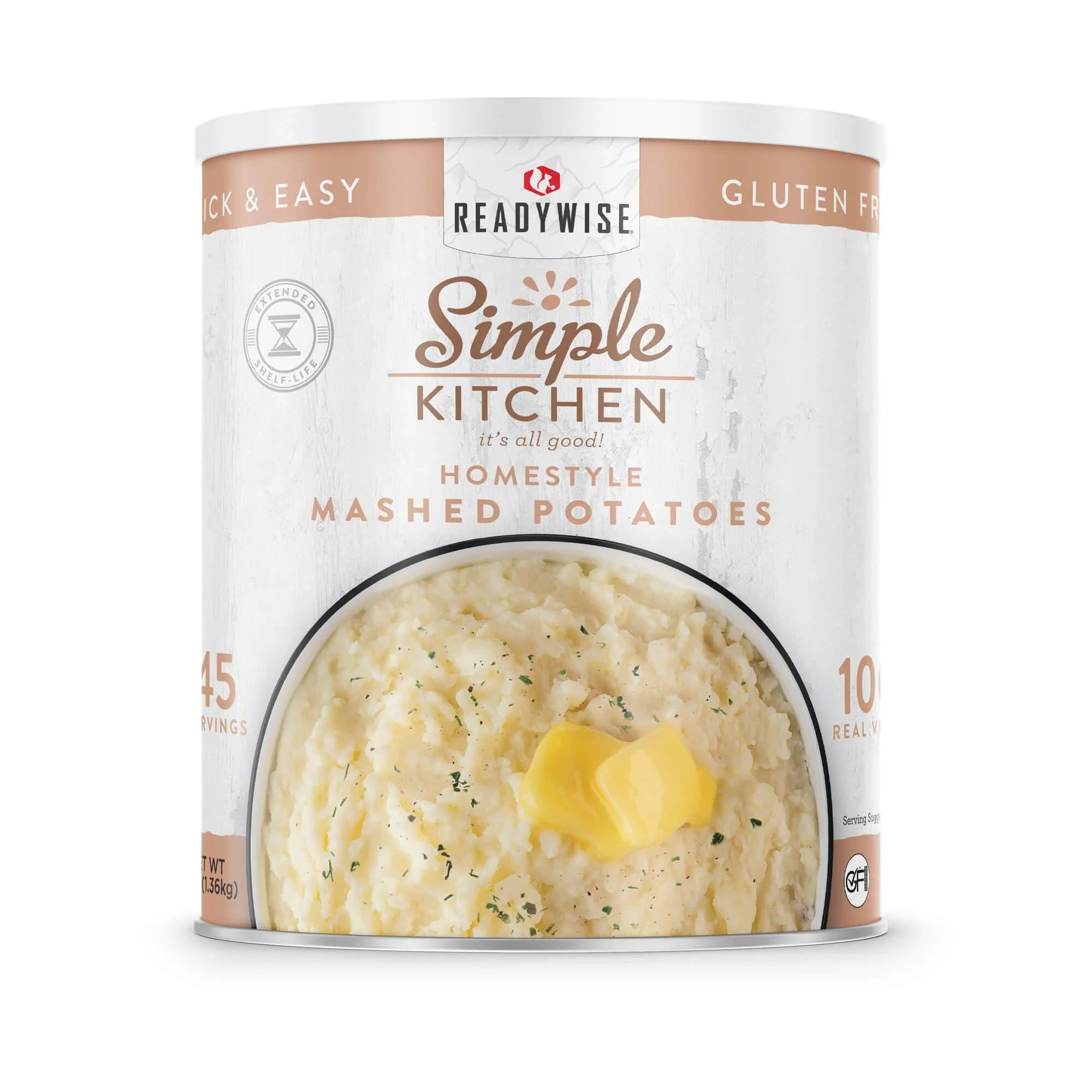 ReadyWise Simple Kitchen Homestyle Mashed Potatoes - 45 Servings Emergency Food Storage - Perfect for Camping, Hiking & Emergency Preparedness