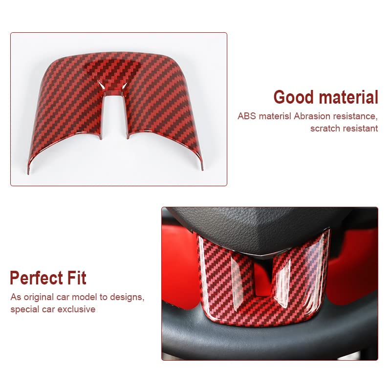 Linskip Steering Wheel Trim Cover - 3Pcs Red Carbon Fiber Design for Dodge Journey 2013-2022, Charger, Challenger, Durango, Dart 2009-2014 - Premium Interior Accessories for Enhanced Grip & Style - Perfect for Daily Commuting & Road Trips