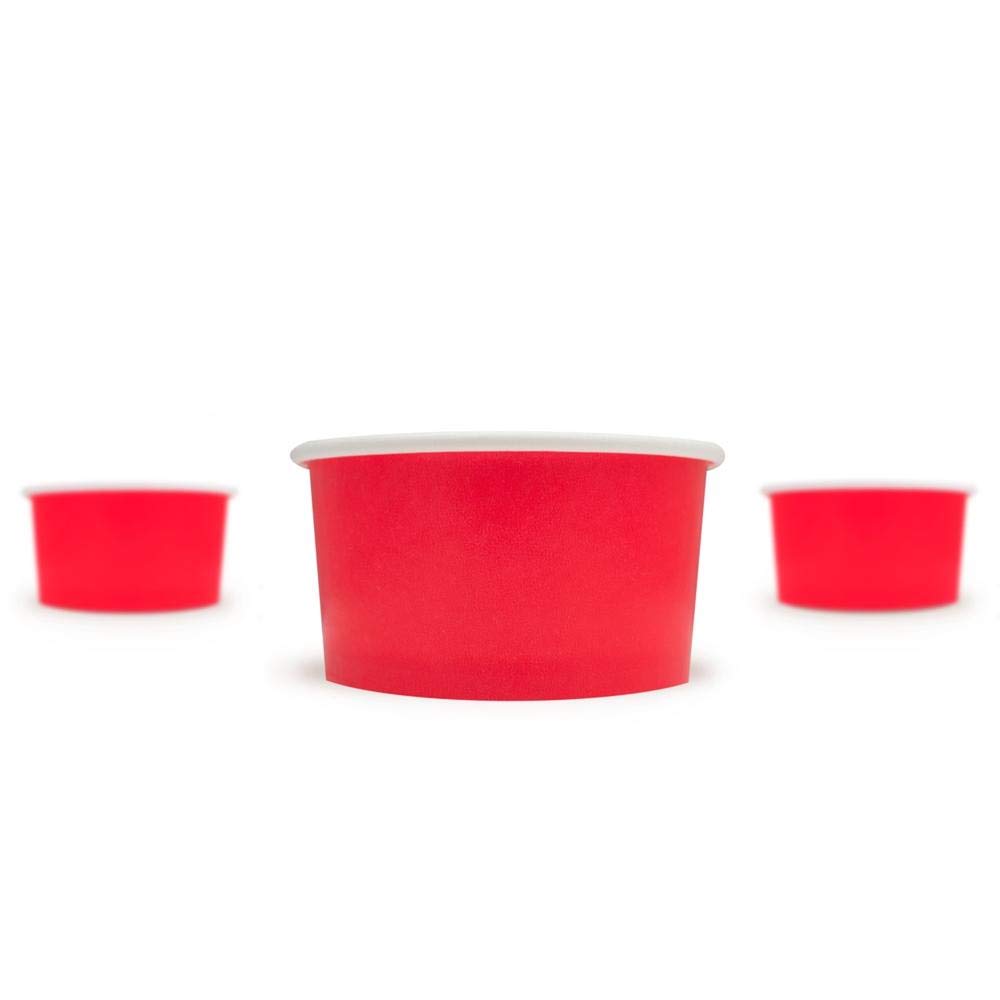 UNIQ 1000-Count 6 oz Red Disposable Paper Ice Cream Cups | Bulk Dessert Bowls for Frozen Treats, Parties & Catering - Multiple Colors & Sizes Available