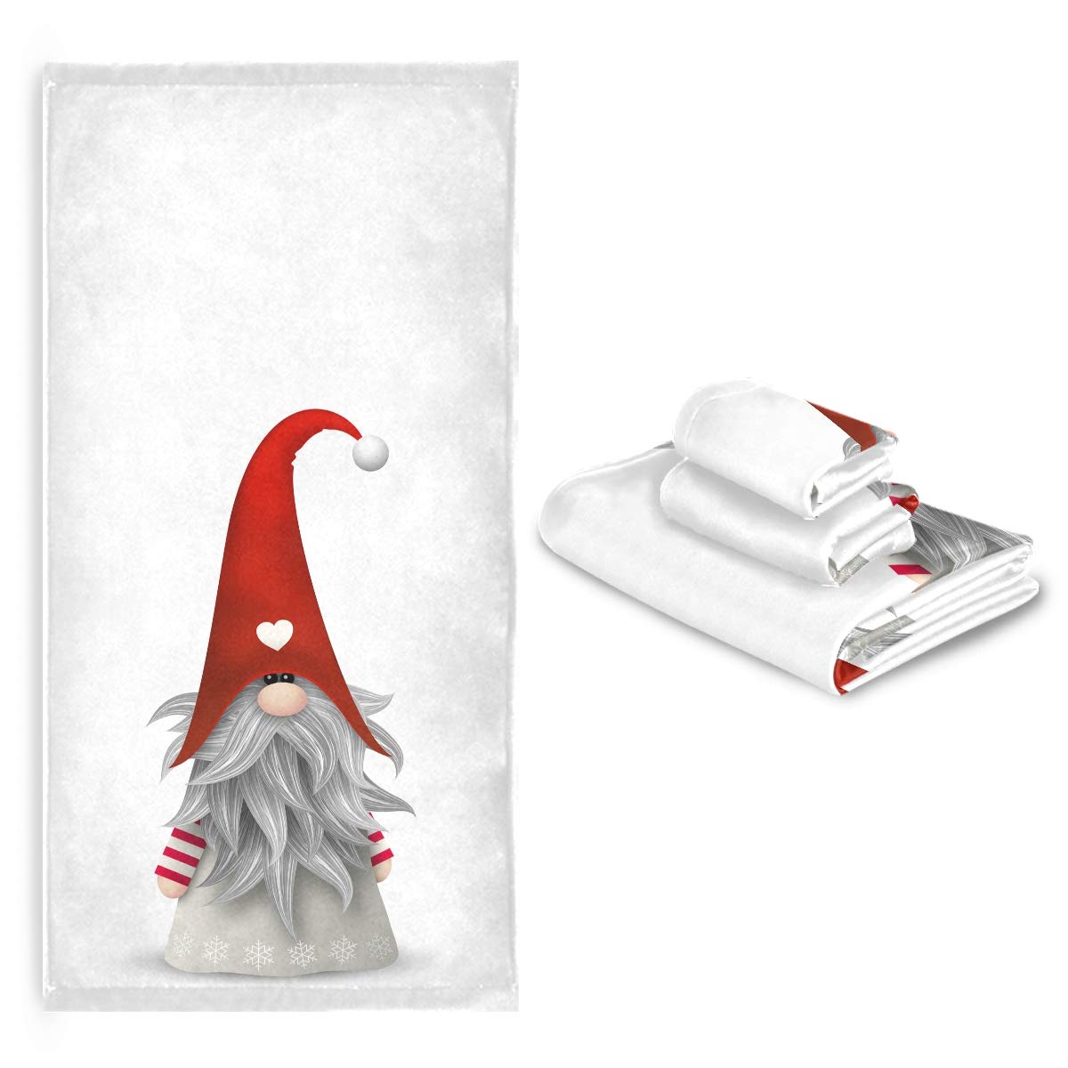 Vdsrup Christmas Gnome Towels Set of 3 - Winter Snowflakes Elf Hand, Bath & Washcloth - Soft Thin Face & Guest Towels - Kitchen Tea Dish Towels - Perfect for Bathroom Decor & Housewarming Gifts - Ideal for Holiday Parties, Guest Bathrooms & Festive Home Decor