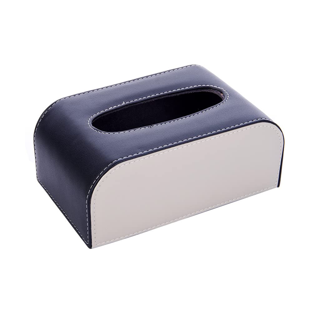 Premium PU Leather Tissue Box Cover - Black Rectangle Toilet Paper Holder Dispenser for Living Room, Bedroom, Office | Modern European Style Home Decor | Coffee Table & Bathroom Storage Organizer