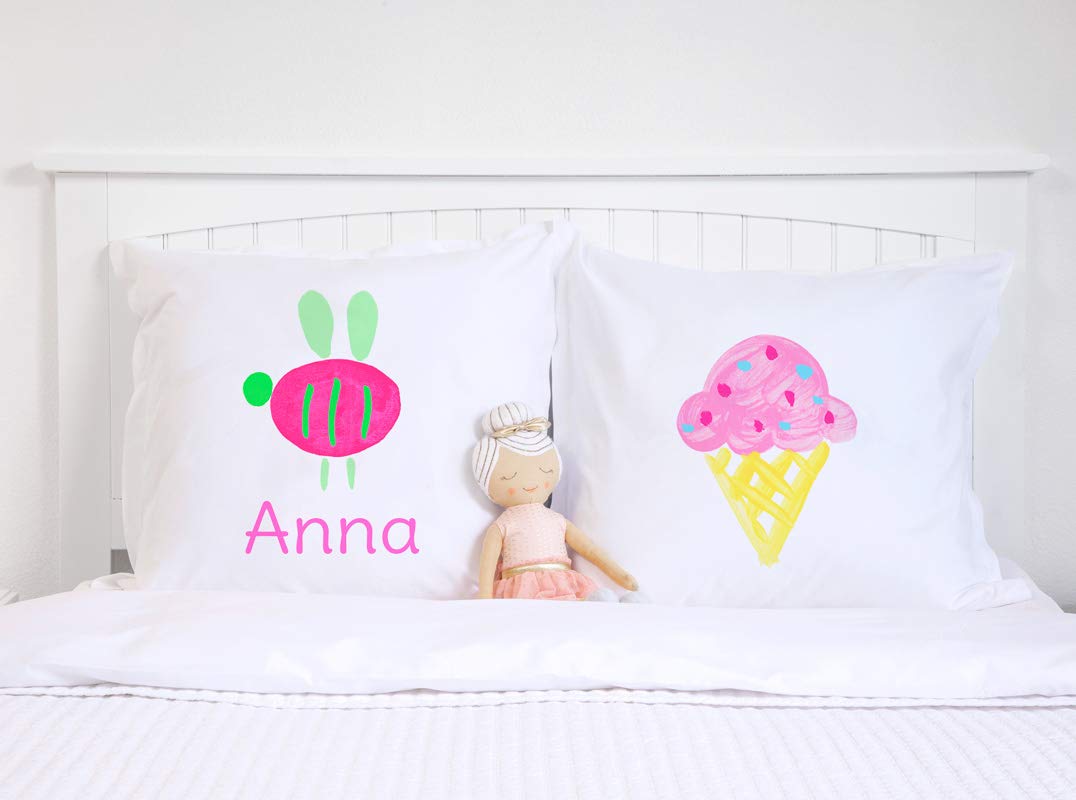 Personalized Pink Buzzy Bee Kids Pillowcase - Hypoallergenic & Breathable 26x26 Euro Sham - Anti-Wrinkle Nursery Decor for Boys & Girls - Perfect for Bedrooms, Daycare, and Travel