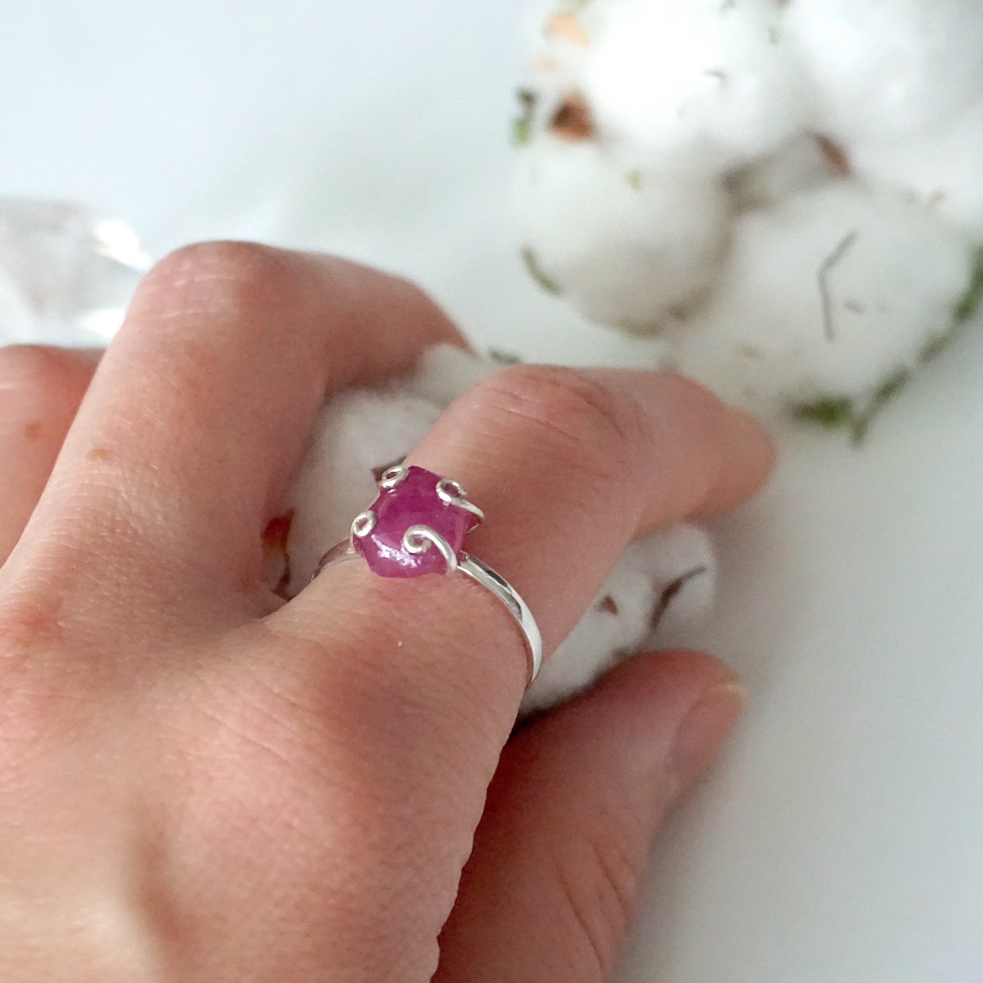 Natural Pink Ruby Ring for Women - Sterling Silver 925 Elegant Jewelry Gift for Birthday, Anniversary & Valentine's Day | Perfect for Evening Parties, Date Nights & Special Occasions