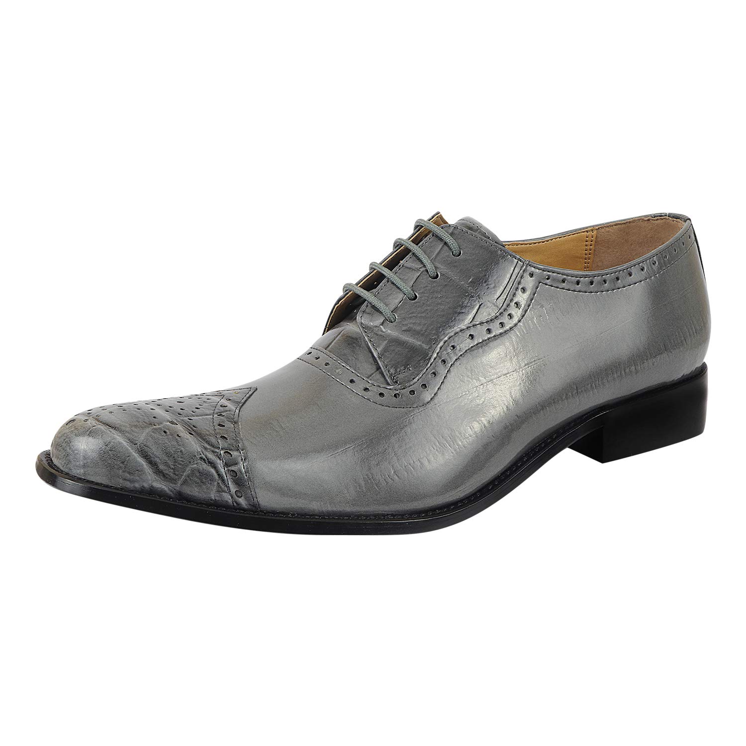 Premium Men's Oxford Dress Shoes - LIBERTYZENO Non-Leather EEL Ostrich Print Skin Formal Shoes for Business, Office & Special Occasions