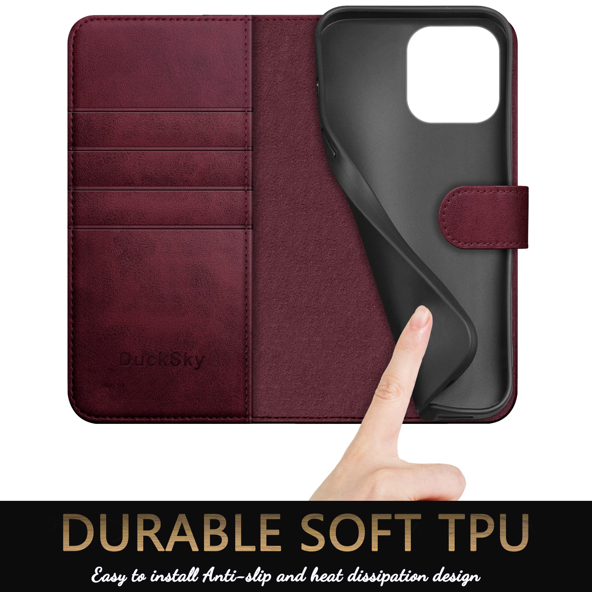 Genuine Leather Wallet Case for iPhone 15 Pro Max 6.7