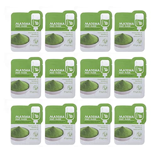 12-Piece Matcha Mud Mask Sheets Set (0.2oz Each) - Oil Control, Deep Cleansing & Soothing Facial Treatment for Acne-Prone Skin | Reduces Pores & Fine Lines | Perfect for Spa Nights & Post-Workout Skin Refresh
