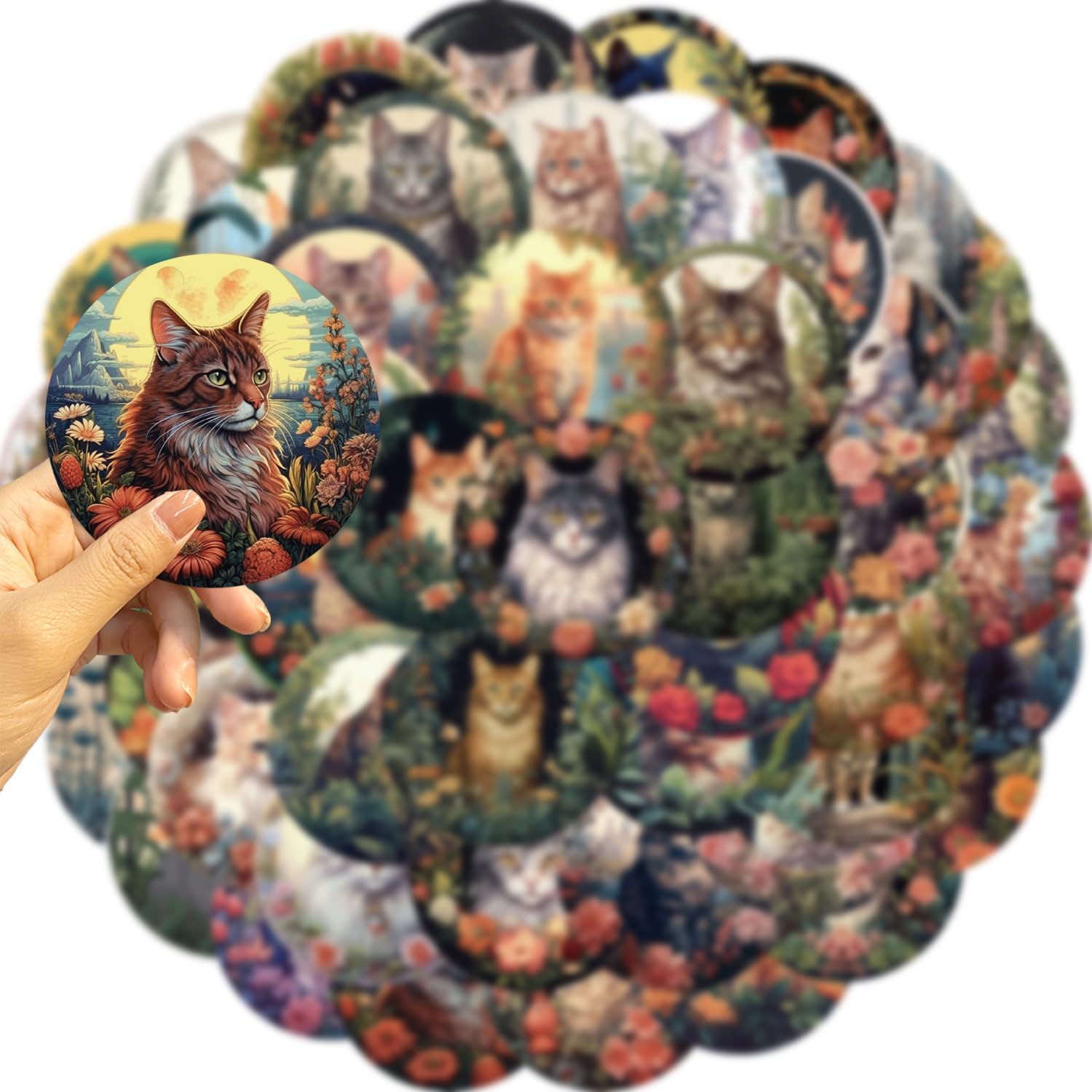 50 PCS Cute Cat Stickers - Waterproof Vinyl Decals for Journaling, Scrapbooking, Laptop, Water Bottle, Phone & Luggage - Kawaii Animal Aesthetic Decoration for Women, Teens & Kids - Perfect for DIY Crafts, School Supplies & Gift Giving