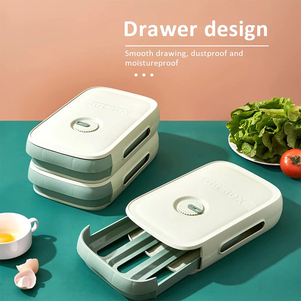 HomeFast Plastic Drawer Egg Holder Organizer - Refrigerator Food Storage Container for 12-18 Eggs, Automatic Rolling Design (Green, 1-Pack) | Perfect for Kitchen Organization & Fresh Egg Storage