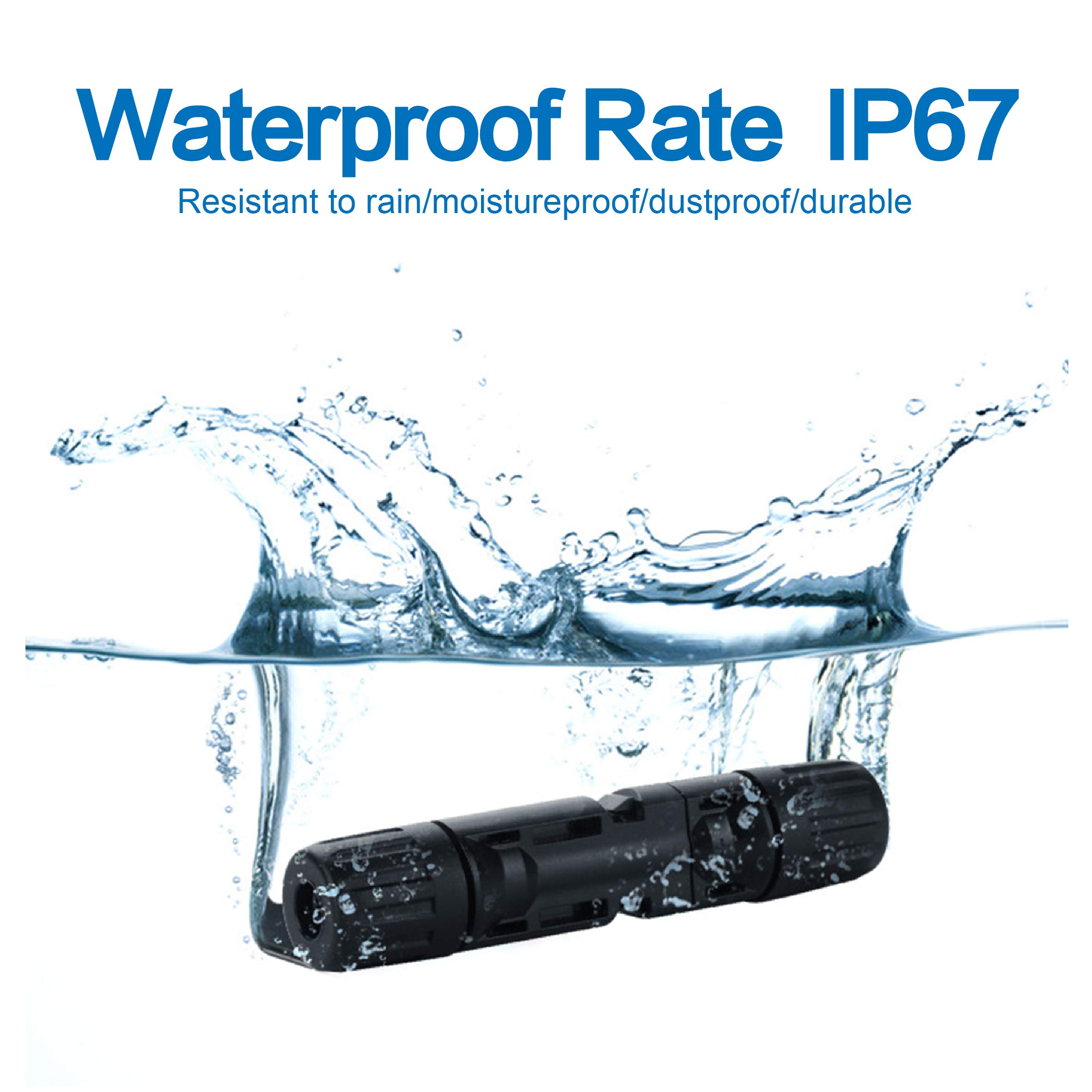 Ruikarhop 12 Pair Solar Panel Connectors - MC4 Male/Female IP67 Waterproof Solar Cable Connectors with Handy Tool Kit for RV, Boat & Off-Grid Solar Systems