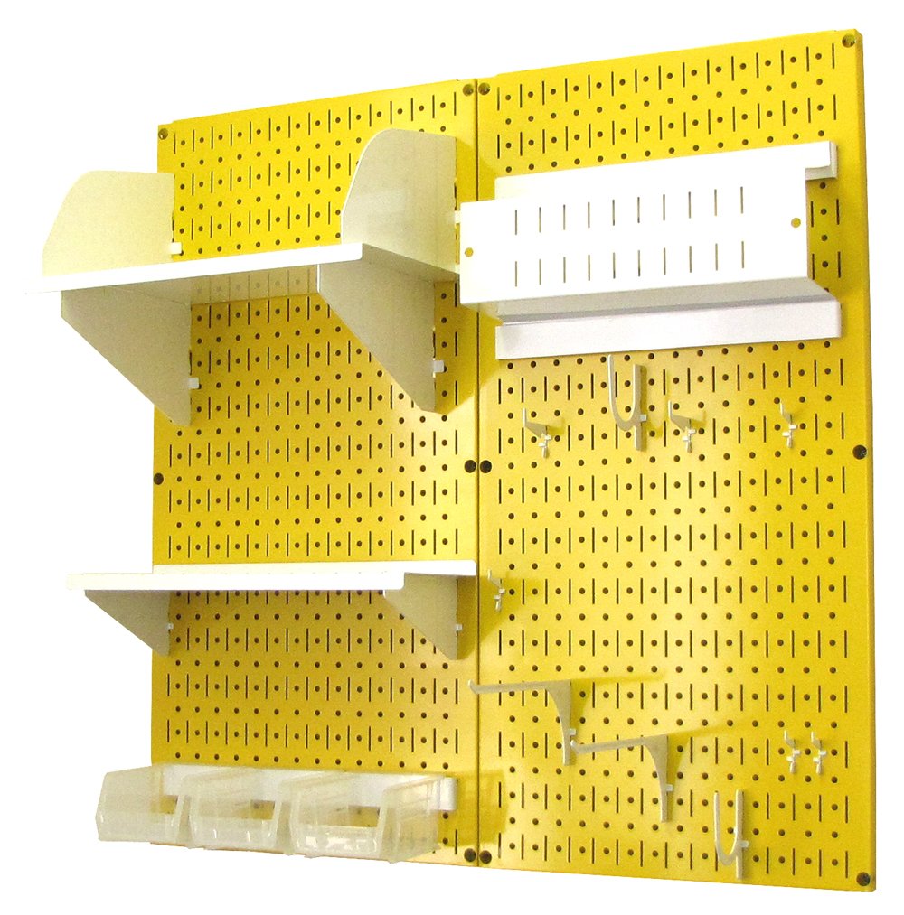 Wall Control Craft & Hobby Pegboard Organizer Storage Kit - Yellow Pegboard with White Accessories for DIY, Garage & Workshop Organization | Perfect for Tools, Craft Supplies & Home Storage Solutions