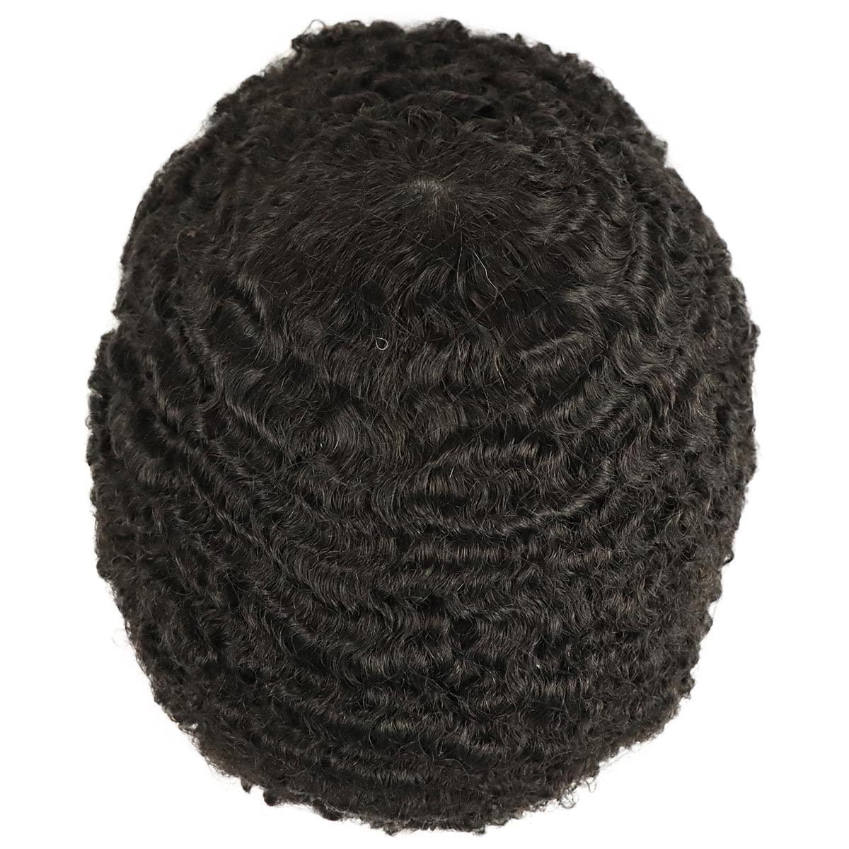 HAPPY&CC 8MM Men's Afro Wave Toupee - 100% Virgin Indian Human Hair - Thin Skin PU Base - Natural Hair Replacement System for Men - Perfect for Daily Wear, Parties & Special Occasions