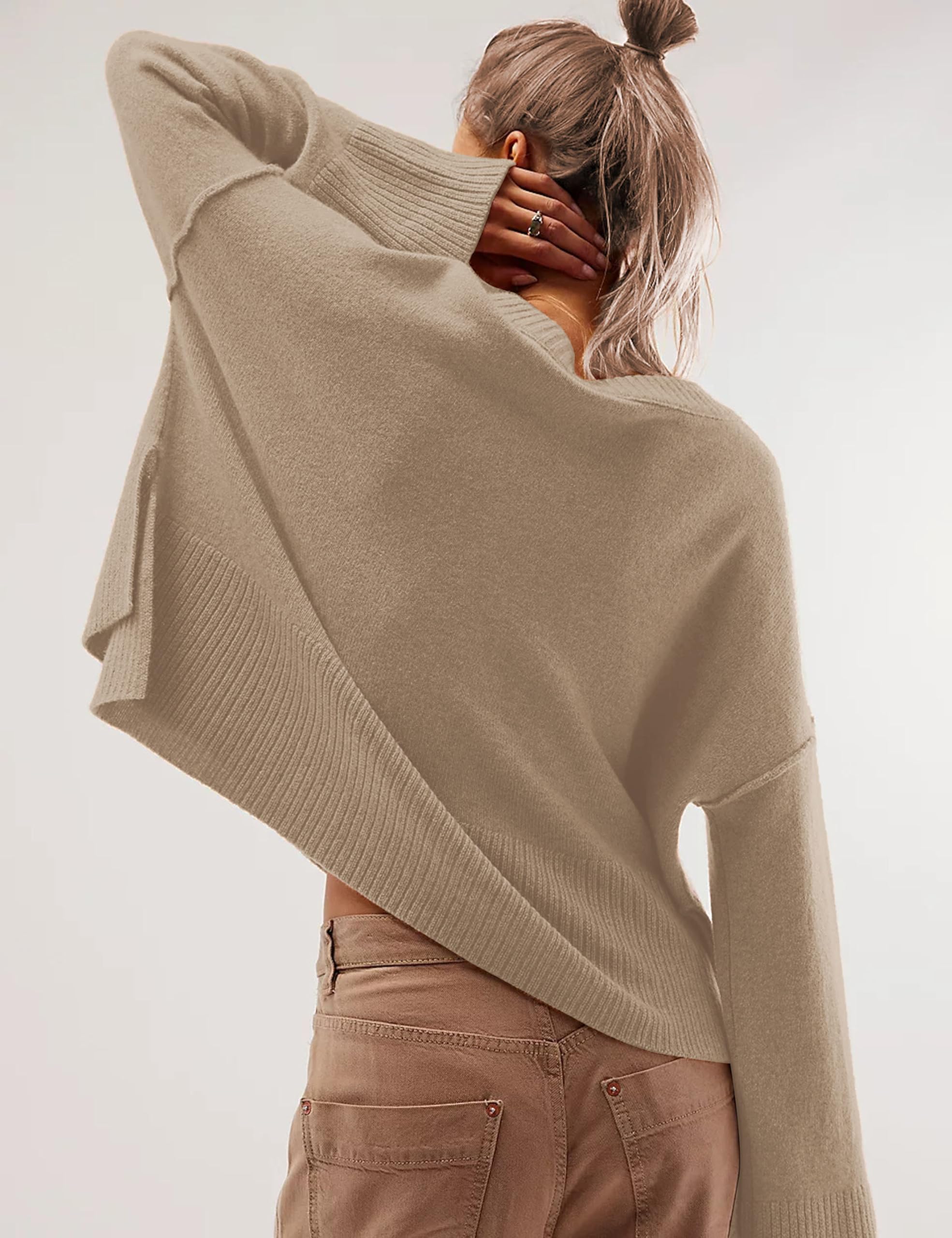 Women's Lightweight Sweater - Soft Bell Sleeve Pullover for Casual Wear