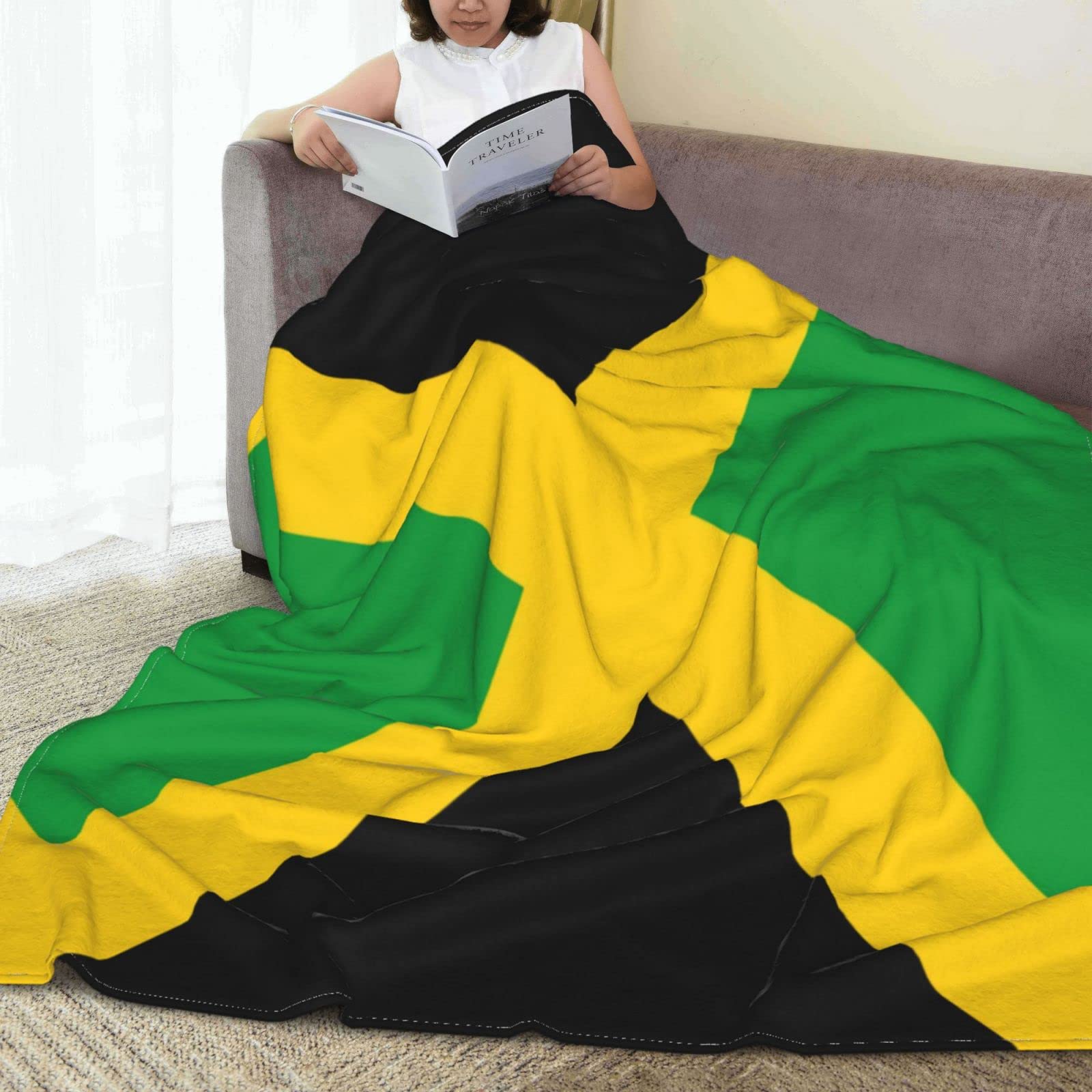Retro Jamaican Flag Fleece Throw Blanket - 50