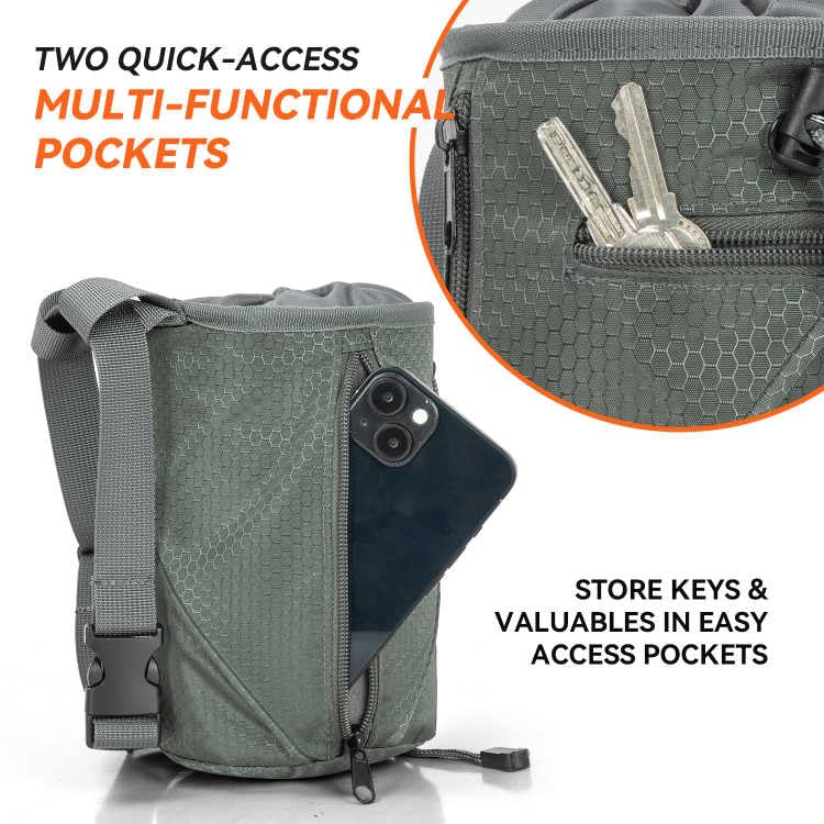 Premium Chalk Bag for Rock Climbing & Bouldering - Durable Chalk Bucket with 2 Large Zippered Pockets | Ideal for Indoor Gym Training & Outdoor Climbing Adventures