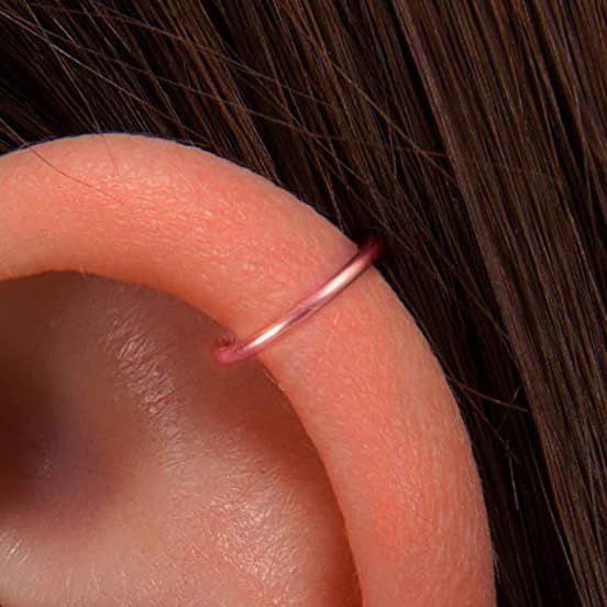 14K Rose Gold Filled Cartilage Hoop Earrings for Women - 8mm Thin 20 Gauge Helix Piercing Jewelry - Perfect for Everyday Wear, Special Occasions & Gifts