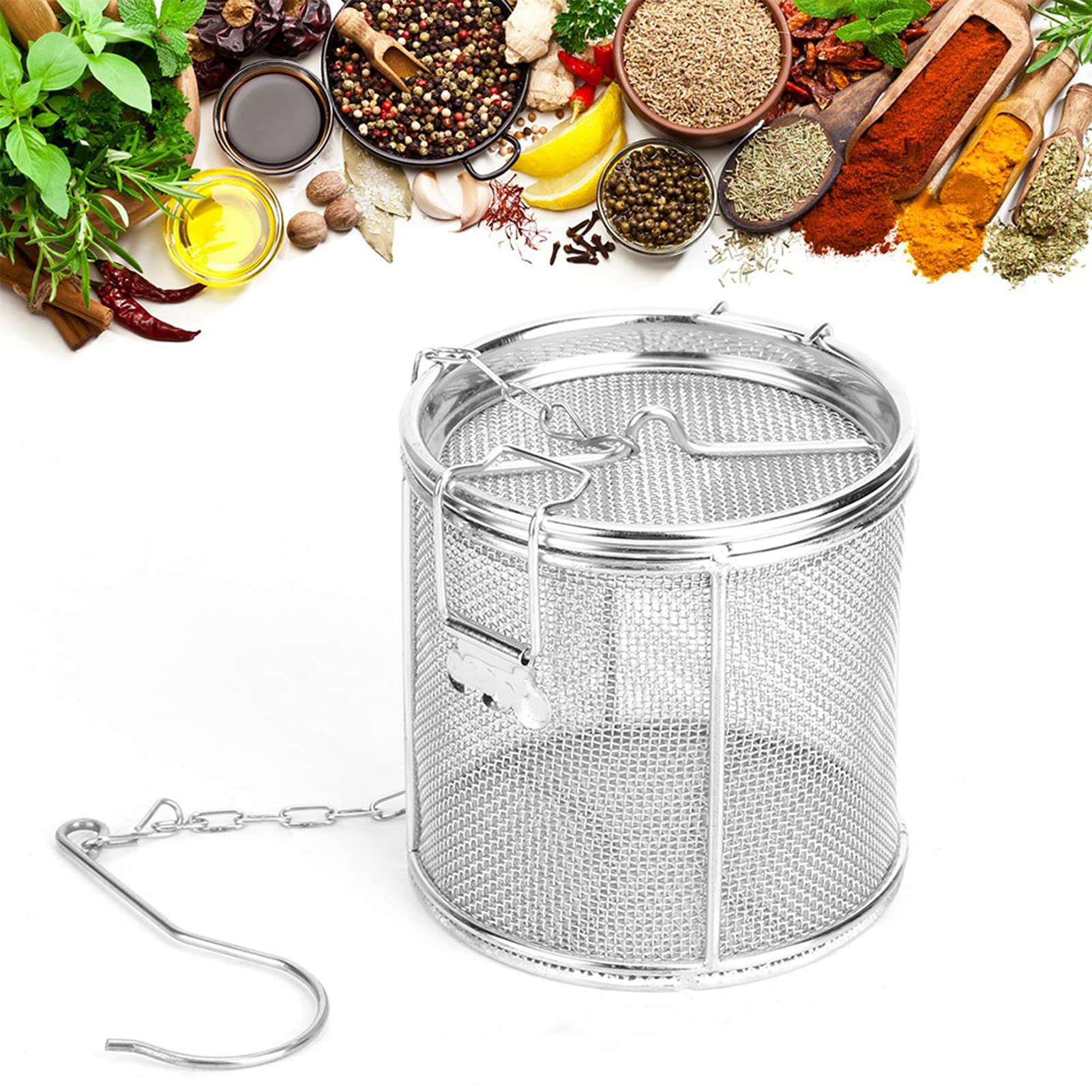 Premium Stainless Steel Spice Filter - Fine Mesh Tea Strainer & Seasoning Sieve for Home Kitchen | Perfect for Brewing Tea, Straining Soup, and Filtering Spices