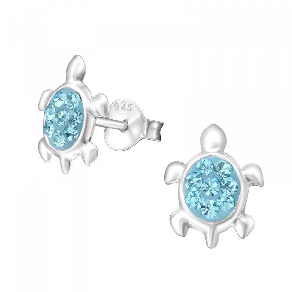 Girls' Silver Turtle Crystal Stud Earrings - Hypoallergenic Kids Jewelry for Birthdays & Special Occasions | Perfect Gift for Daughters & Nieces